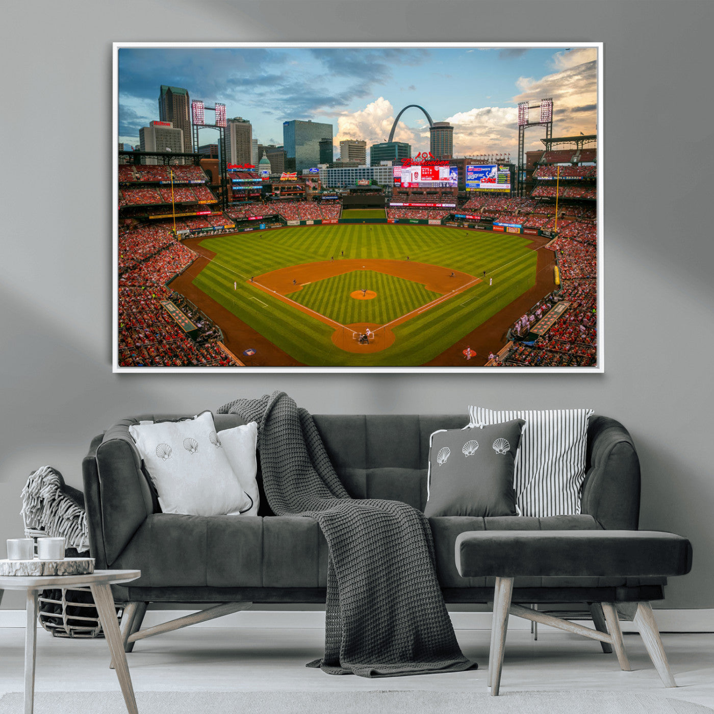 MGV-FC-36X24 - Busch Stadium Wall Art Print | St. Louis Cardinals Baseball Stadium Canvas Print | Framed Sports Decor for Living Room, Man Cave Decor