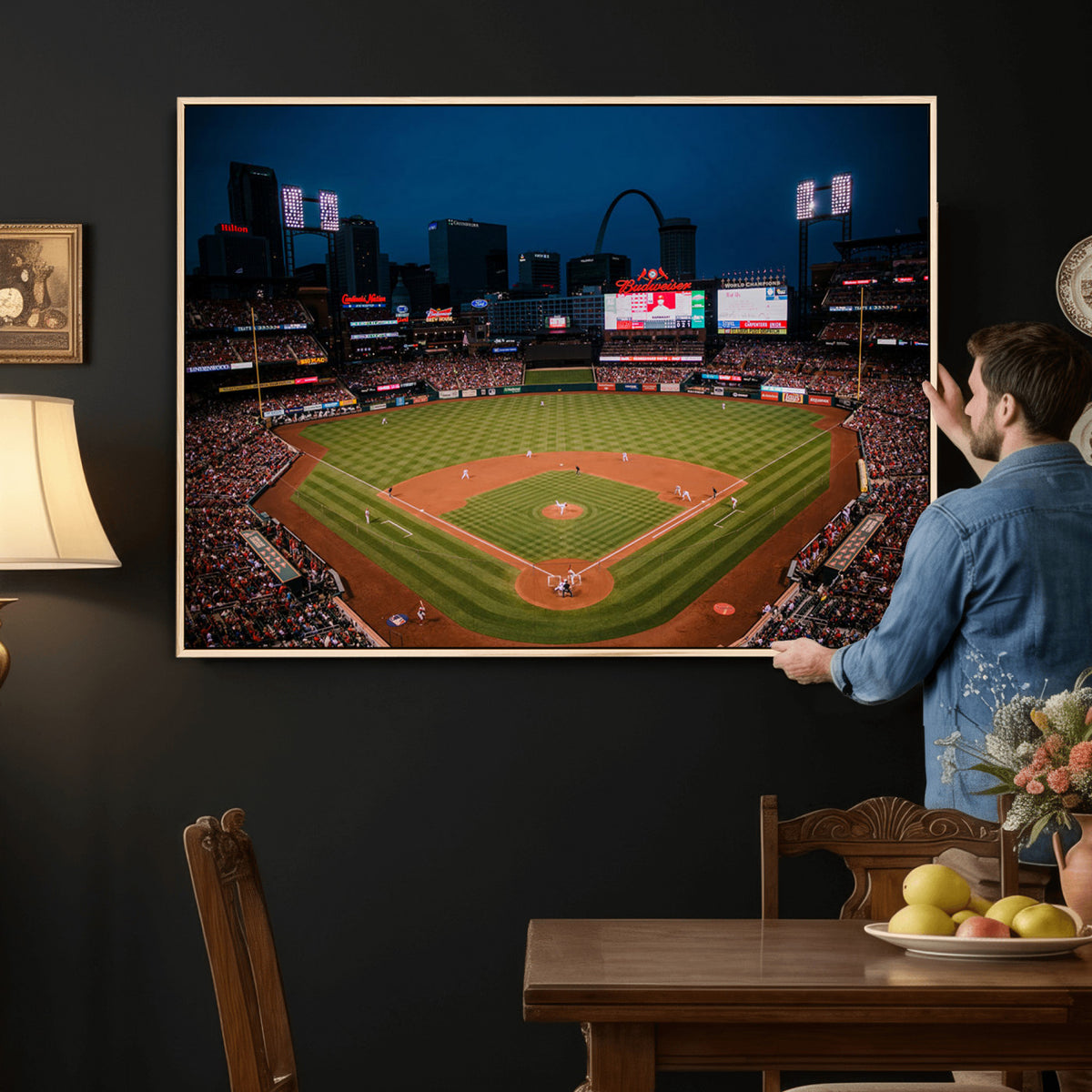 38612-MGV-CV-36X24 - St. Louis Cardinals Baseball Team Print - Busch Stadium Wall Art