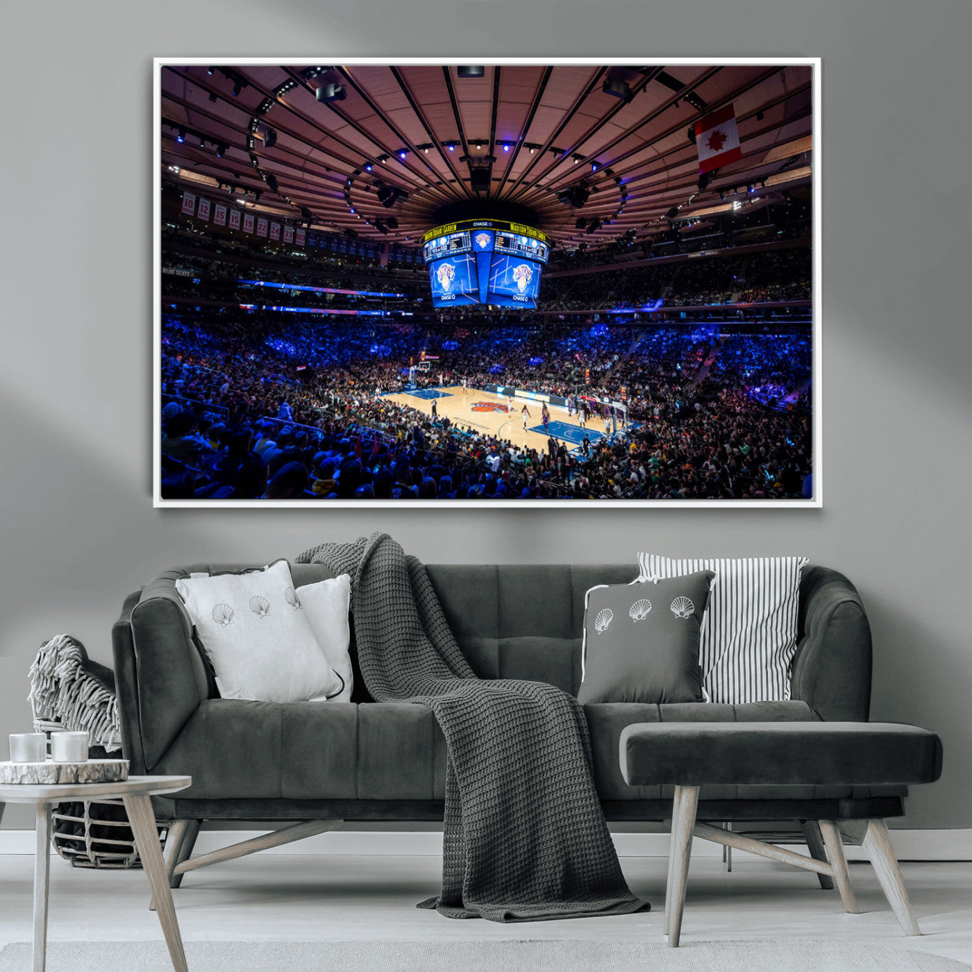 MGV-FC-36X24 - Madison Square Garden Basketball Arena Print - Madison Square Garden Basketball Game Triple Canvas Wall Art - NBA Match Atmosphere