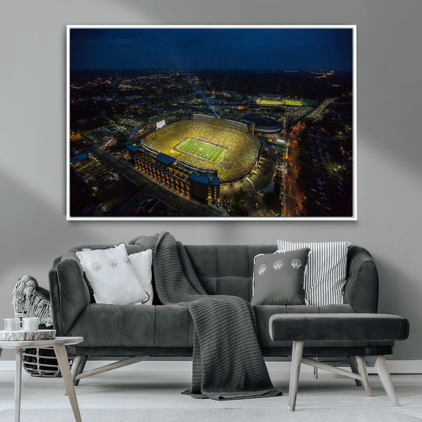 MGV-FC-36X24 - Michigan Wolverines Football Team Print - Michigan Stadium Wall Art Canvas Print
