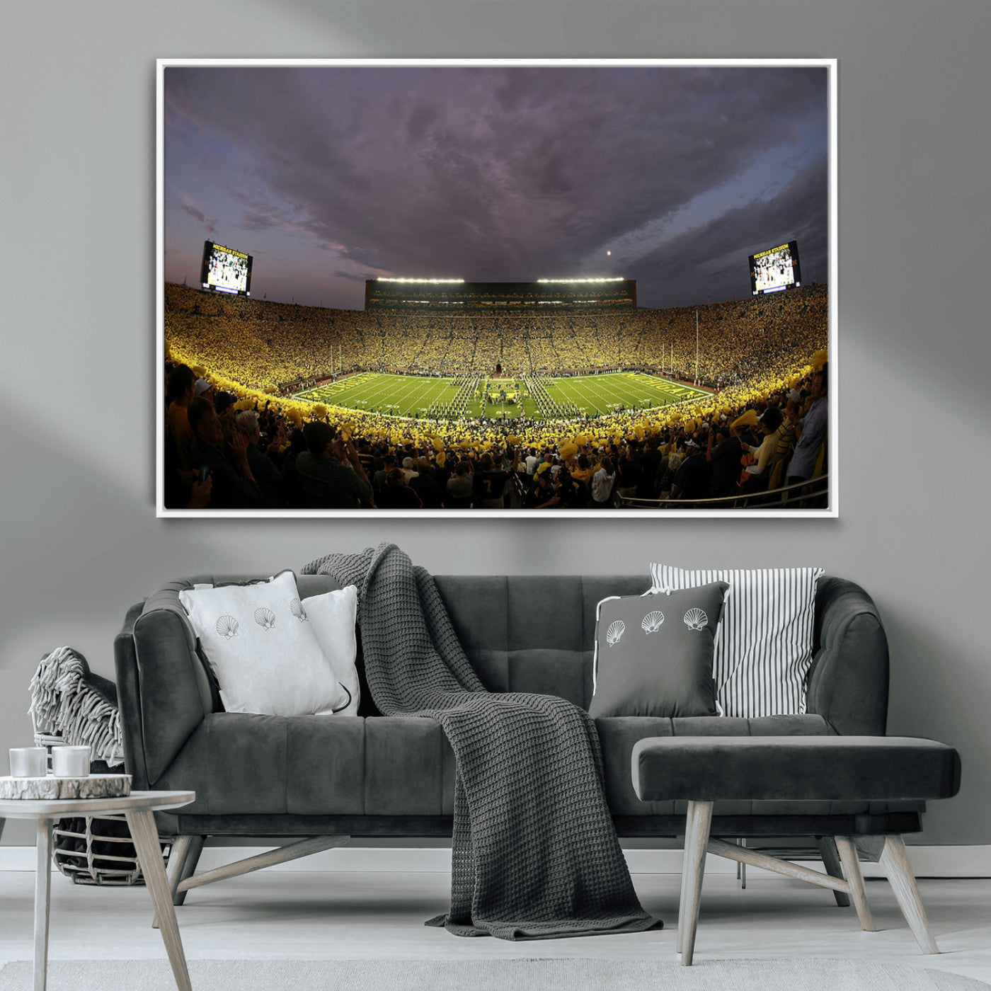 MGV-FC-36X24 - Michigan Wolverines Football Team Print - Michigan Stadium Wall Art Canvas Print