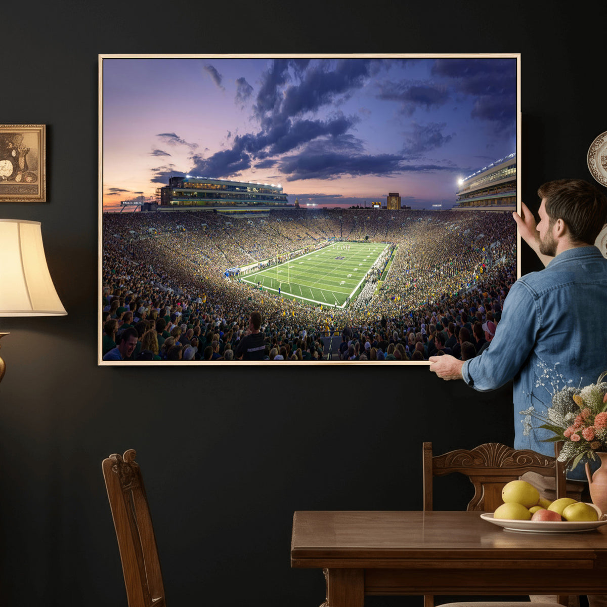 50825-MGV-CV-36X24 - Notre Dame Fighting Irish Football Team Print, Notre Dame Stadium Wall Art Canvas Print