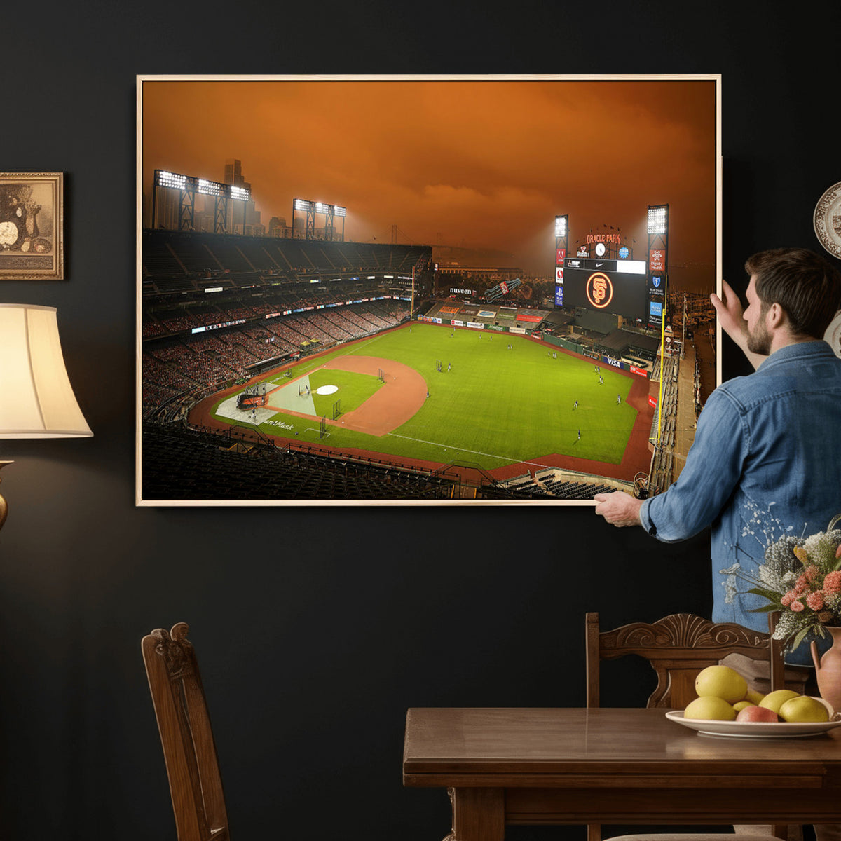 31315-MGV-CV-36X24 - San Francisco Giants Baseball Team Print, Oracle Park Stadium Wall Art Canvas Print