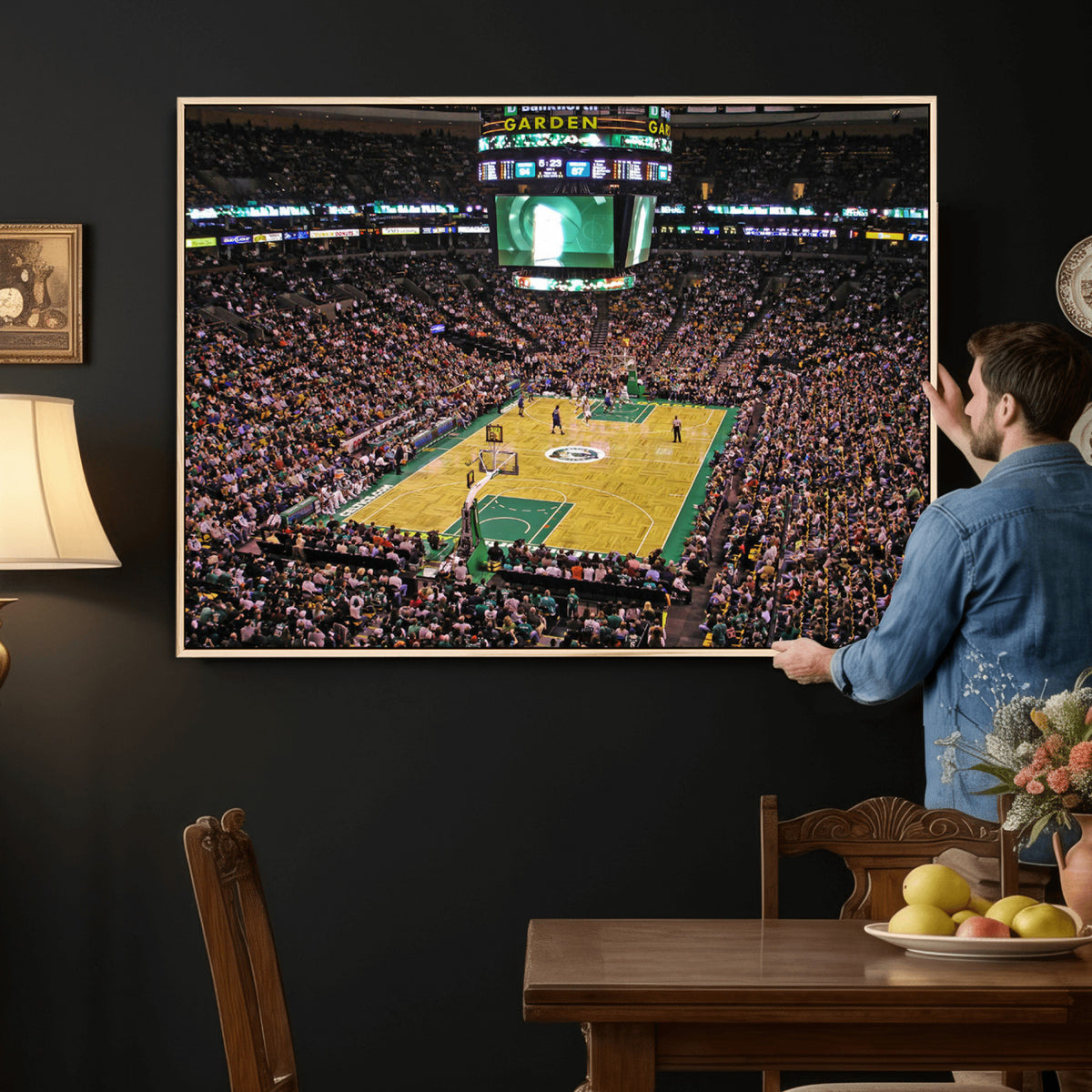 21705-MGV-CV-36X24 - TD Garden Basketball Canvas Wall Art | Boston Celtics Live Action