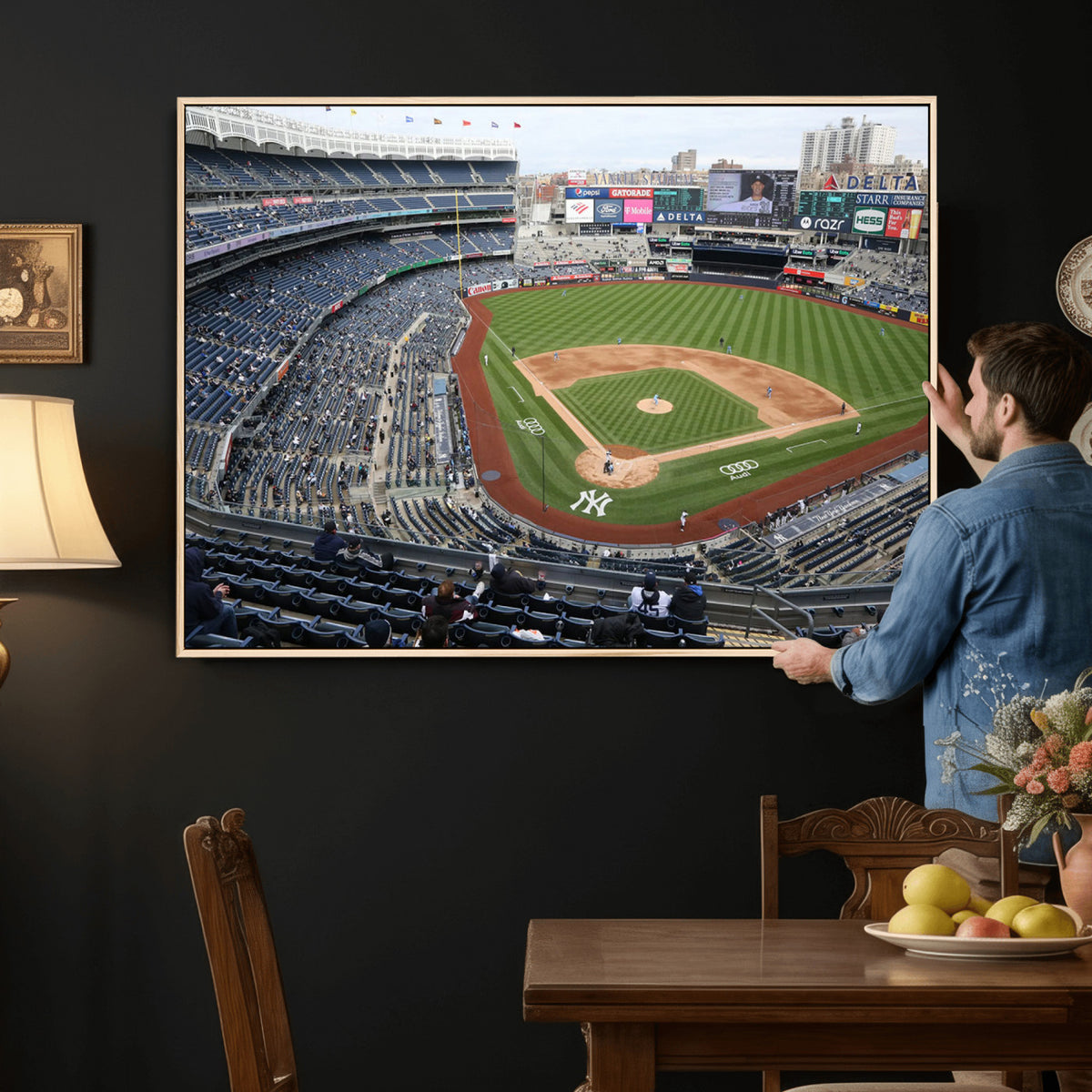 45784-MGV-CV-36X24 - New York Yankees Baseball Team Print, Yankee Stadium Wall Art Canvas Print
