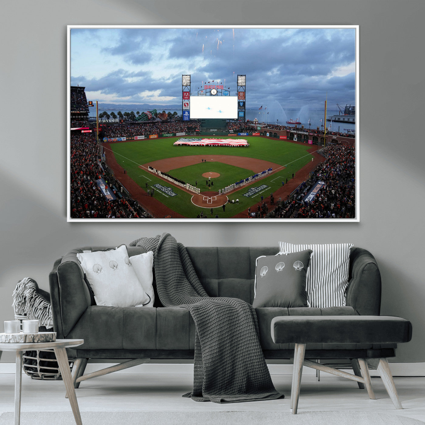 MGV-FC-36X24 - Oracle Park San Francisco Giants Wall Art | 3-Panel Canvas Print of Oracle Park Stadium | Large Framed Baseball Wall Decor | Ready-to-Hang MLB Canvas Print