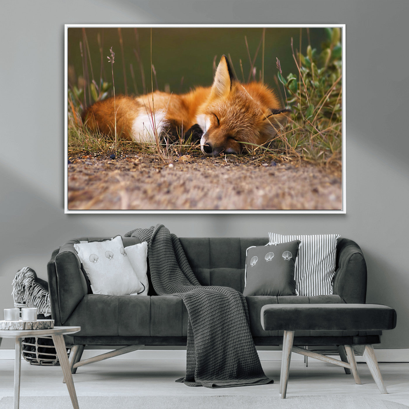 -Sleeping Fox Wall Art Canvas Print, Farmhouse Wall Decor and Animal Wall Art Print
