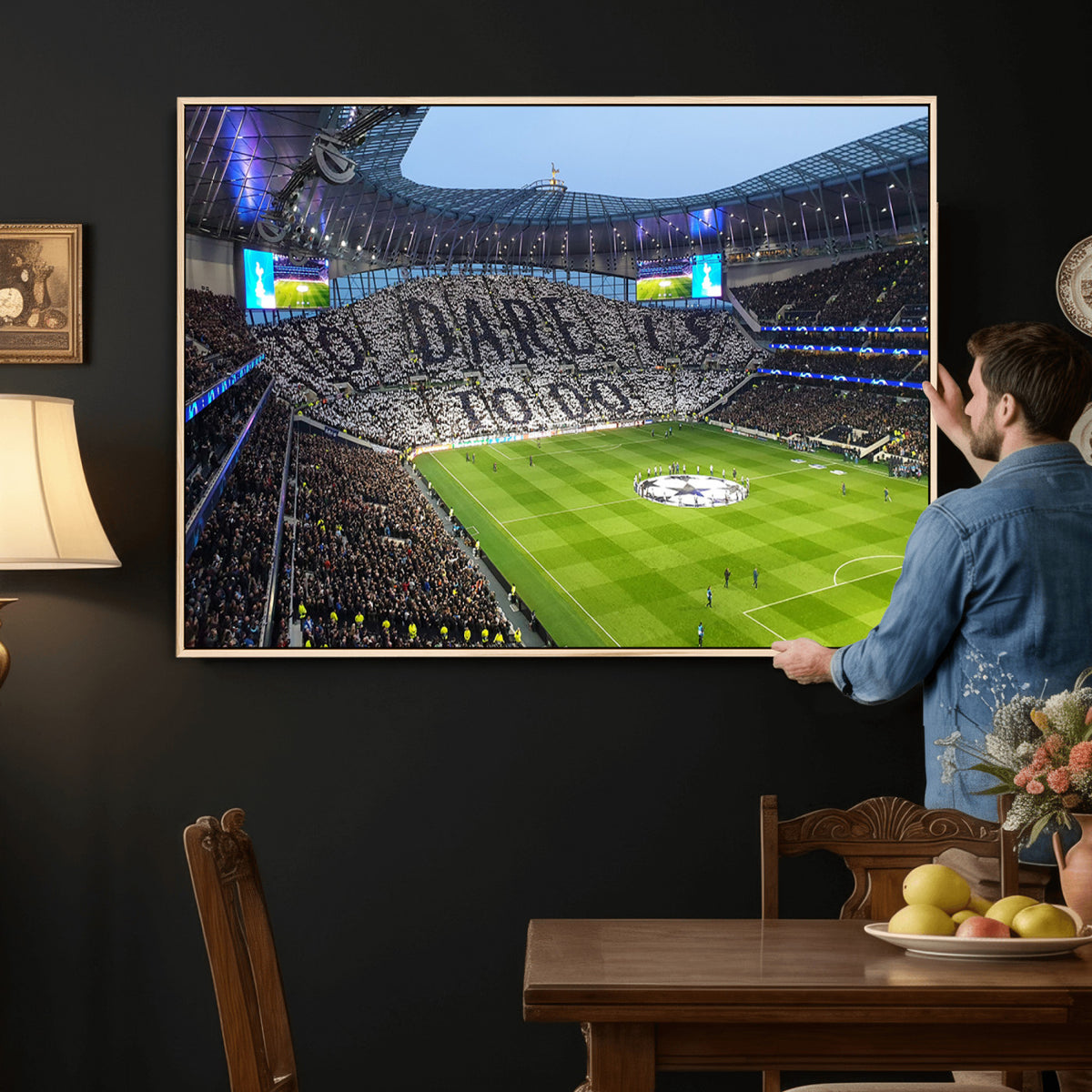 38765-MGV-CV-36X24 - Tottenham Hotspur Stadium Canvas Print, Match Day Triple Canvas Wall Art