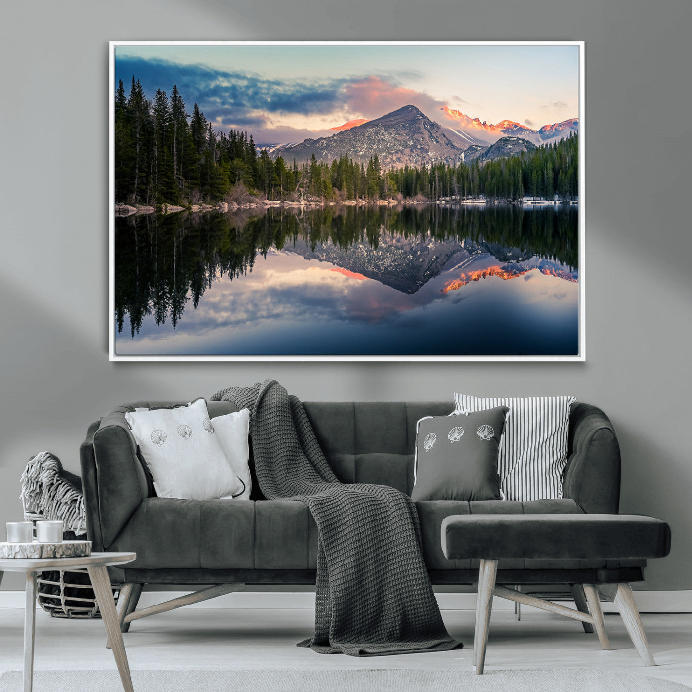 MGV-FC-36X24 - Bear Lake Reflection at Rocky Mountain National Park Wall Art Canvas Print, Scenic Mountain Landscape Canvas Print Set | Mountain Lake Wall Art Print