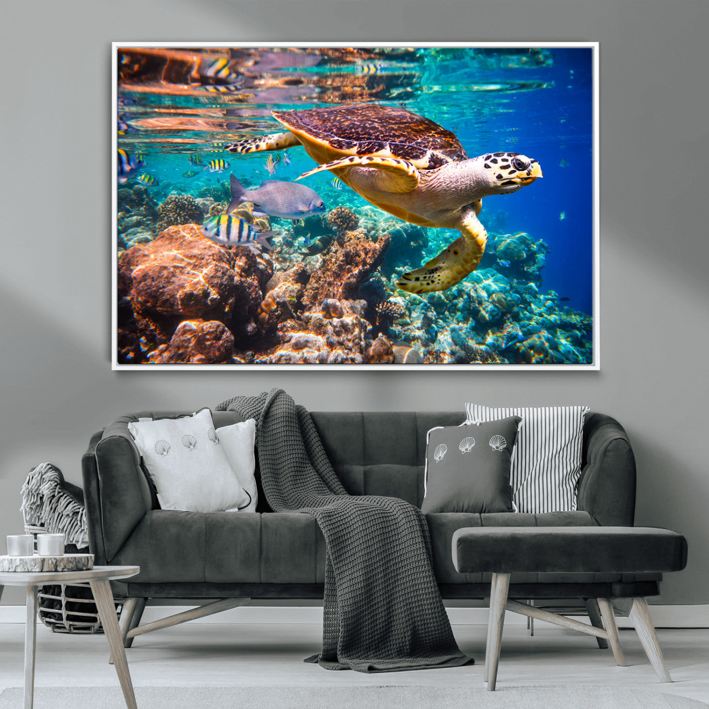 MGV-FC-36X24 - Sea Turtle Wall Art Canvas Print – Vibrant Ocean Coral Reef Décor, Ready to Hang