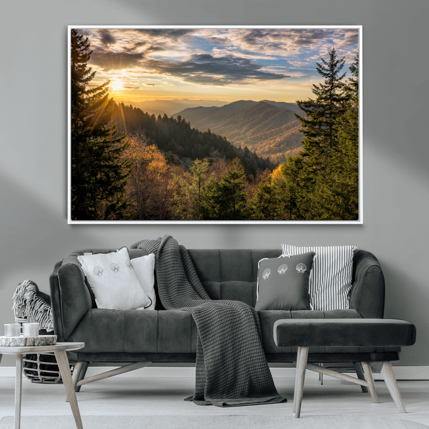 MGV-FC-36X24 - Sunrise Over the Smoky Mountains Canvas Wall Art – Breathtaking Scenic Landscape Photography in a