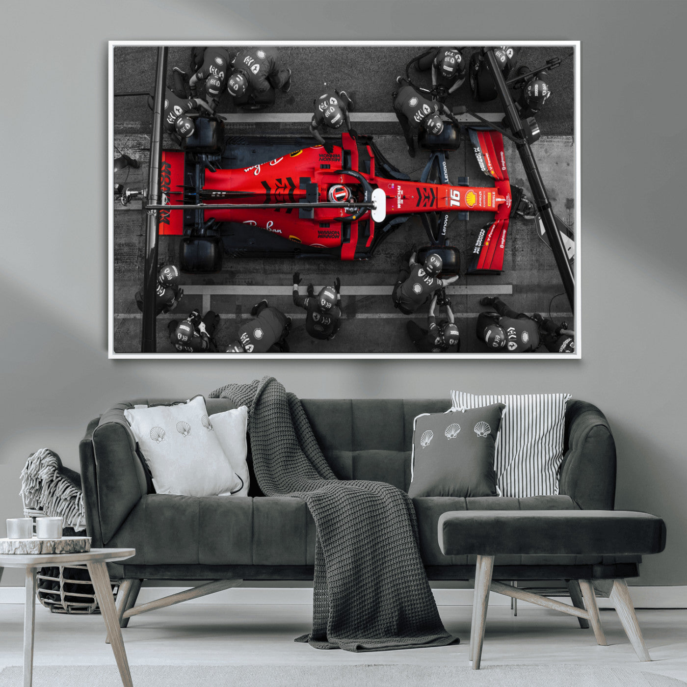 MGV-FC-36X24 - Ferrari Pit Stop Canvas Wall Art – Precision and Speed Captured in Bold Motorsport Imagery – Ready
