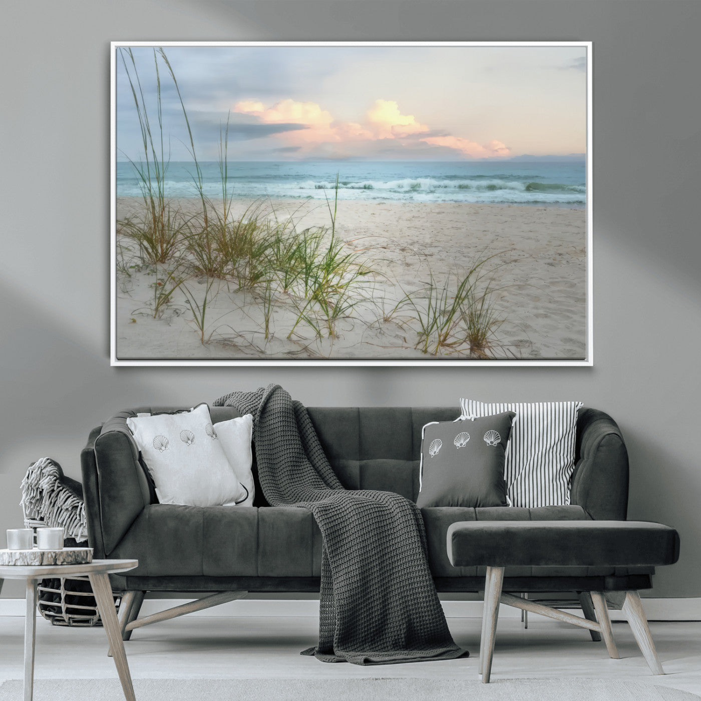 MGV-FC-36X24 - Flight Over Coastal Beach Landscape, Flight Over Coastal Beach Print Canvas Wall Art