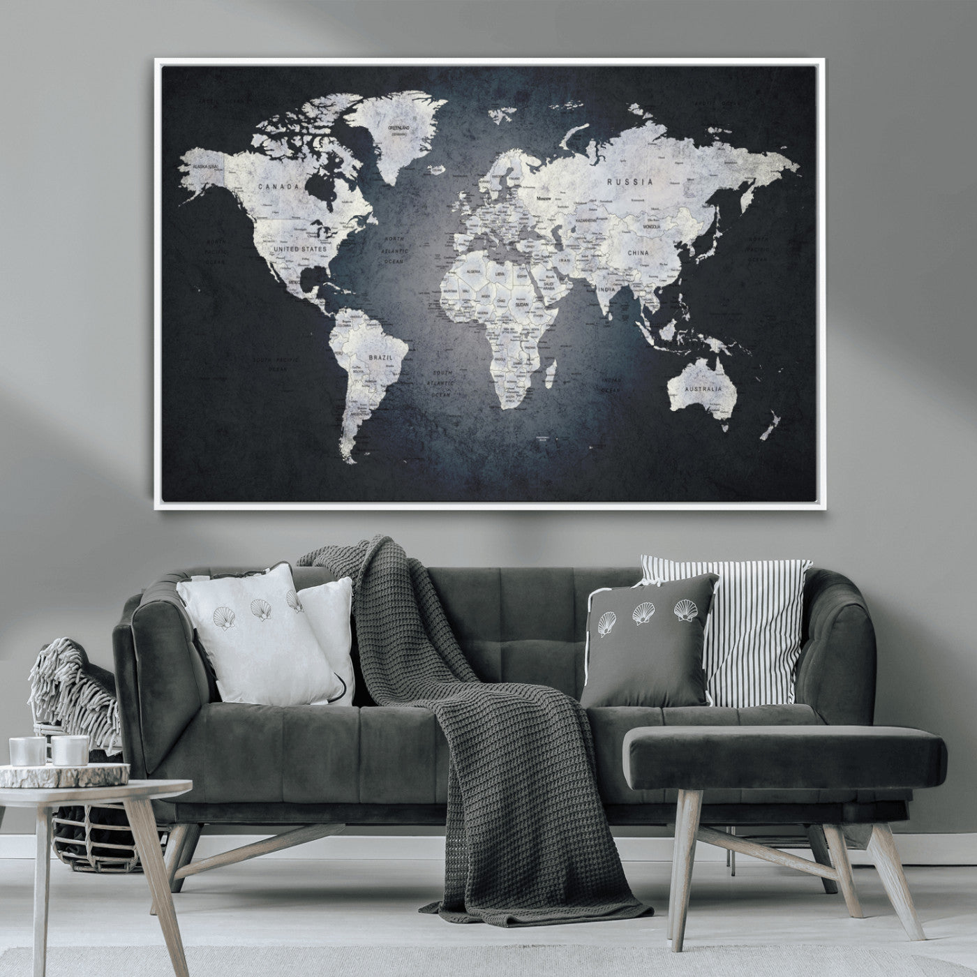 MGV-FC-36X24 - World Map Wall Art Canvas Print for Home and Office Decor