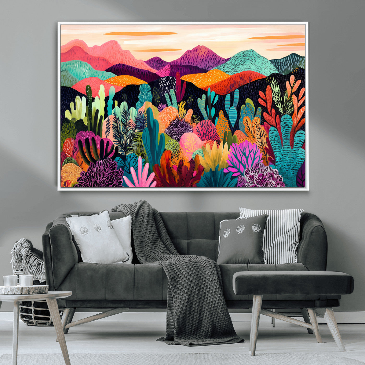 MGV-FC-36X24 - Abstract Kusama Print - Landscape Canvas Wall Art Print - Vibrant Modern Decor for Living Room,