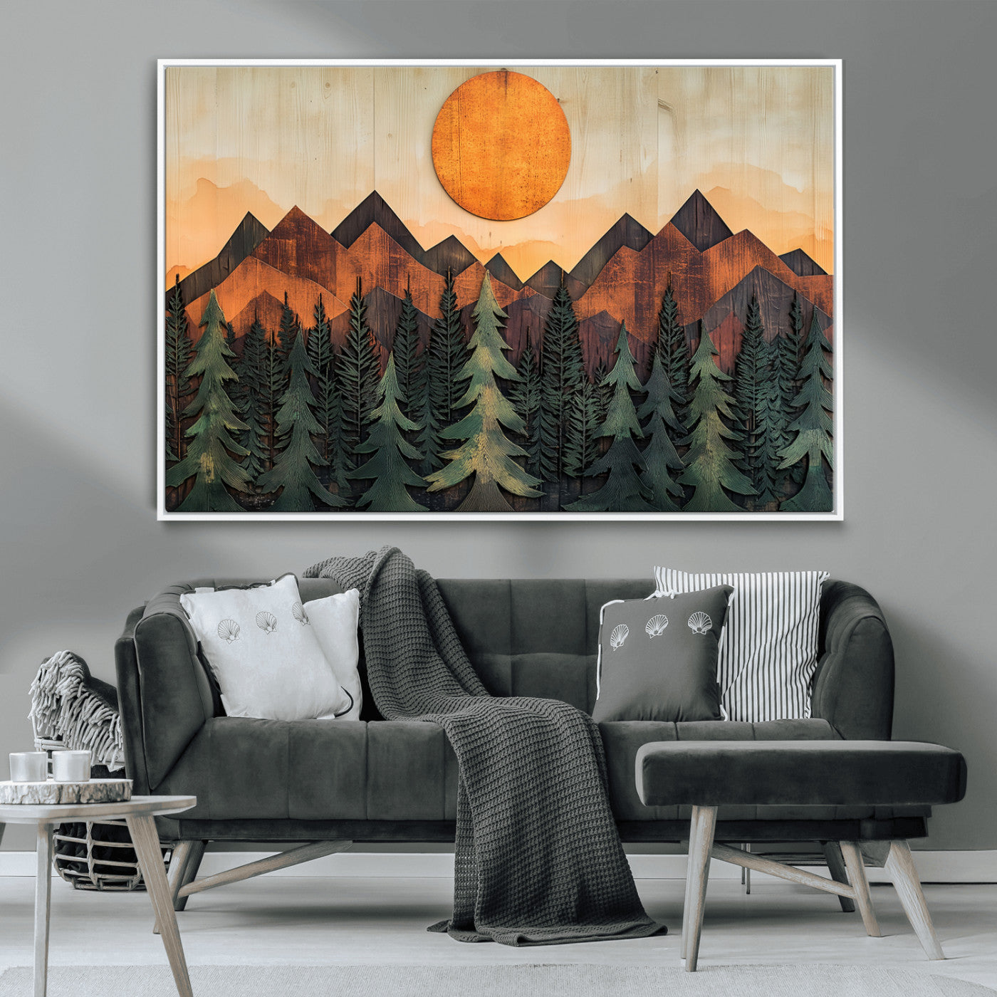 MGV-FC-36X24 - Sunset Mountain Landscape Canvas Wall Art Print - Nature Decor for Living Room, Office