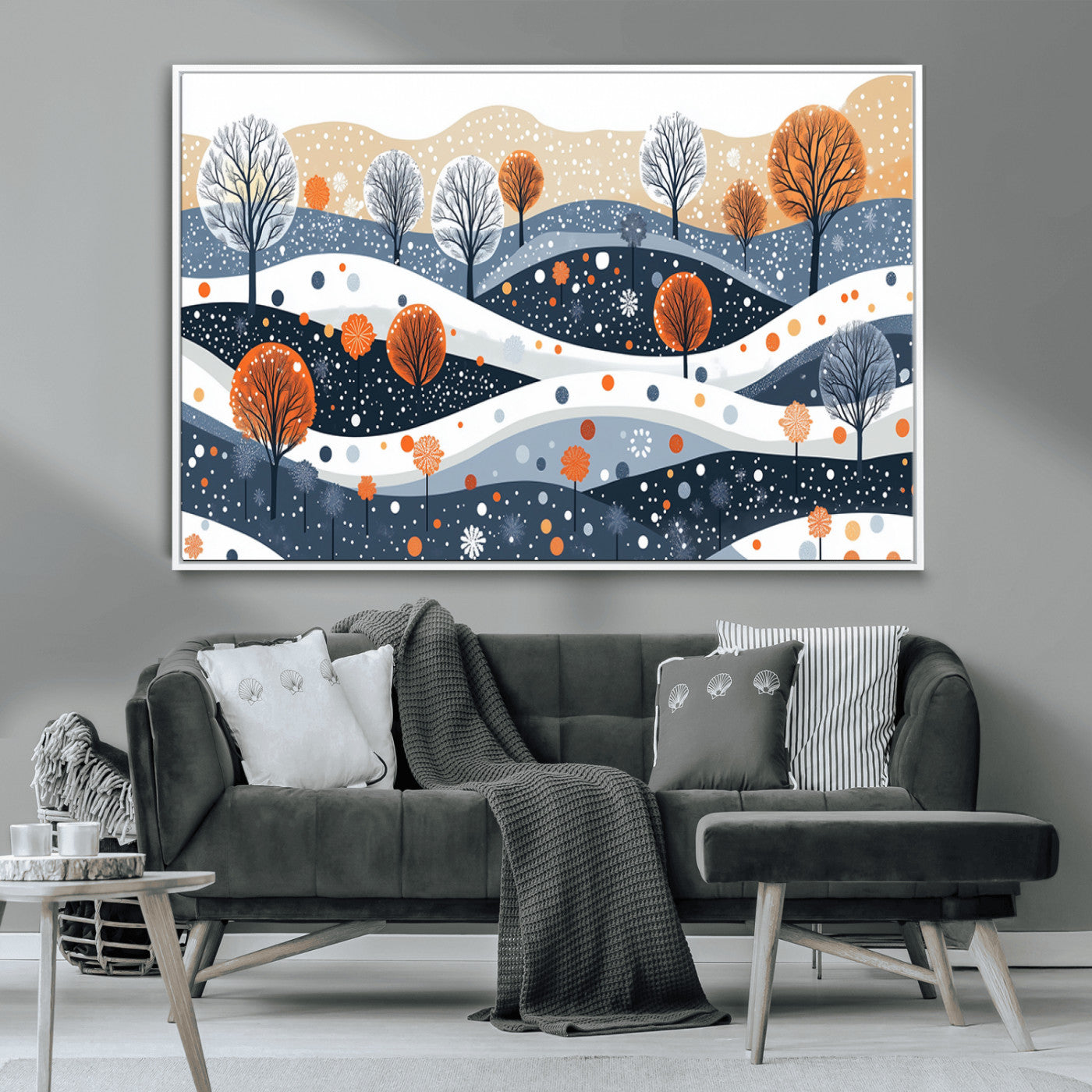 MGV-FC-36X24 - Abstract Winter Landscape Canvas Wall Art Print -  Large Colorful Nature Wall Decor