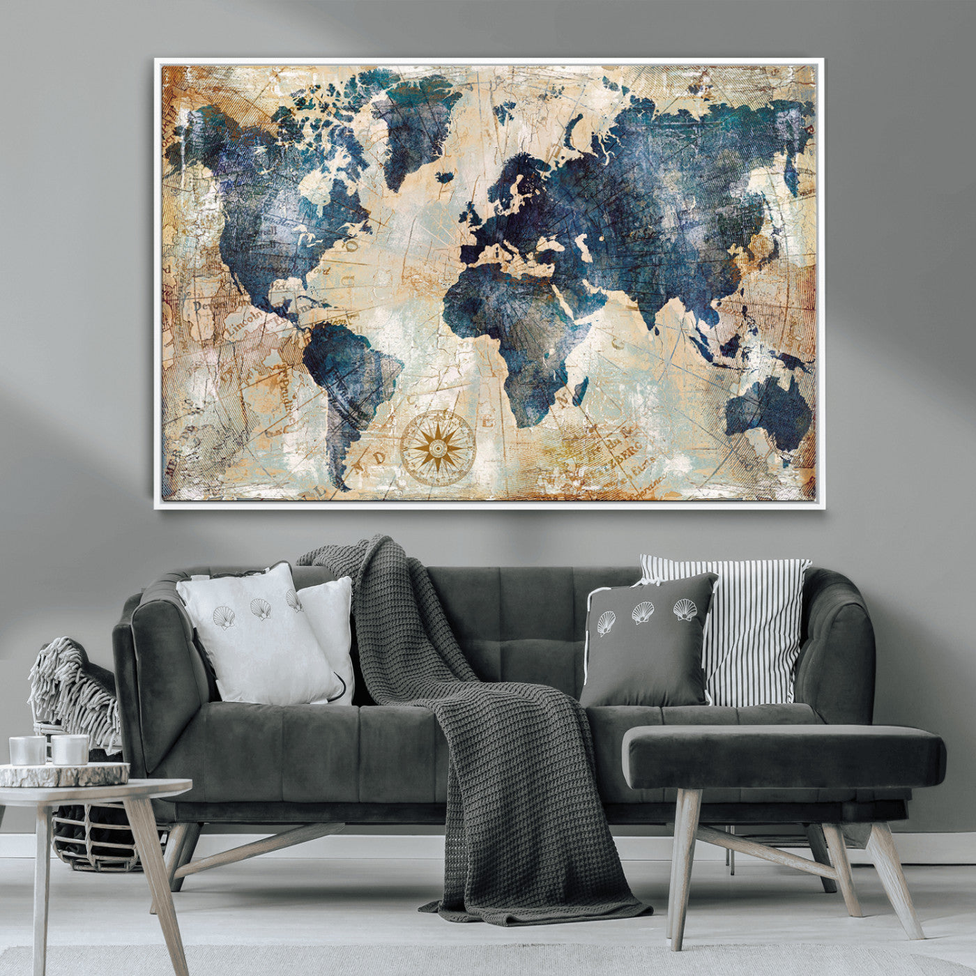 MGV-FC-36X24 - Push Pin World Map Canvas Print – Framed Wall Art for Couples to Track Their Travels – Anniversary