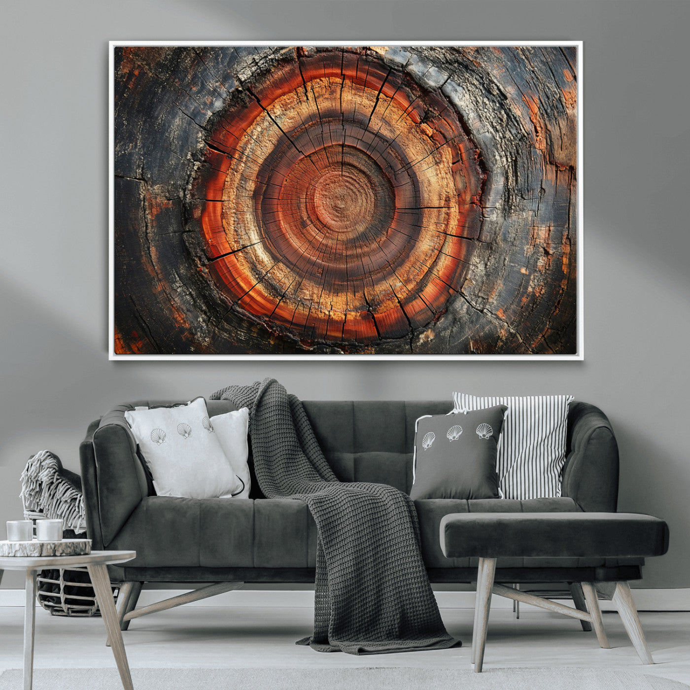 MGV-FC-36X24 - Wood Grain Canvas Wall Art - Framed Abstract Tree Ring Framed Wall Art, Wood Grain Canvas Wall