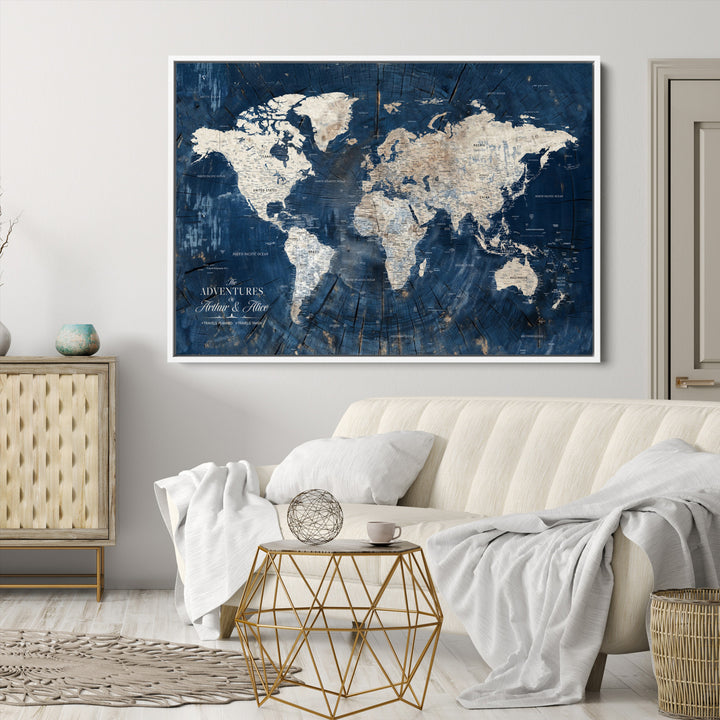 Personalized World Map Wall Art Print - Framed Custom World Map Canvas Print - Personalized World Map Wall Art, Customize Wall Art Map Print