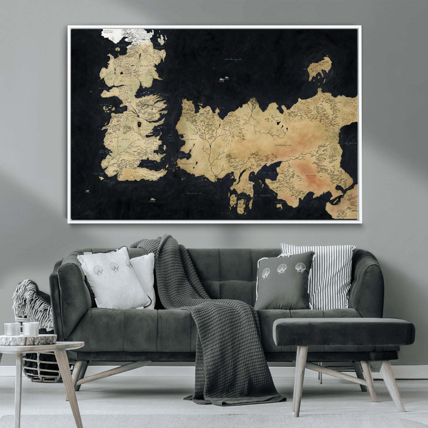 MGV-FC-36X24 - Push Pin World Map Canvas Print – Framed Wall Art for Couples to Track Their Travels – Anniversary