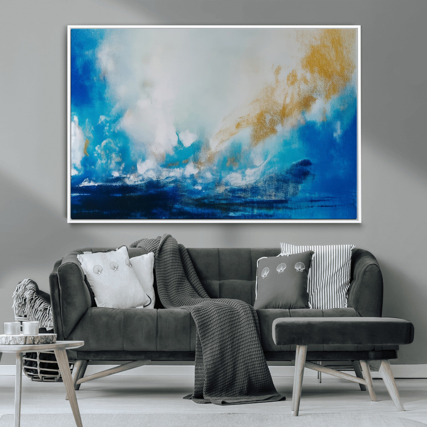 MGV-FC-36X24 - Blue Abstract Print - Dynamic Ocean-Inspired Canvas Wall Art