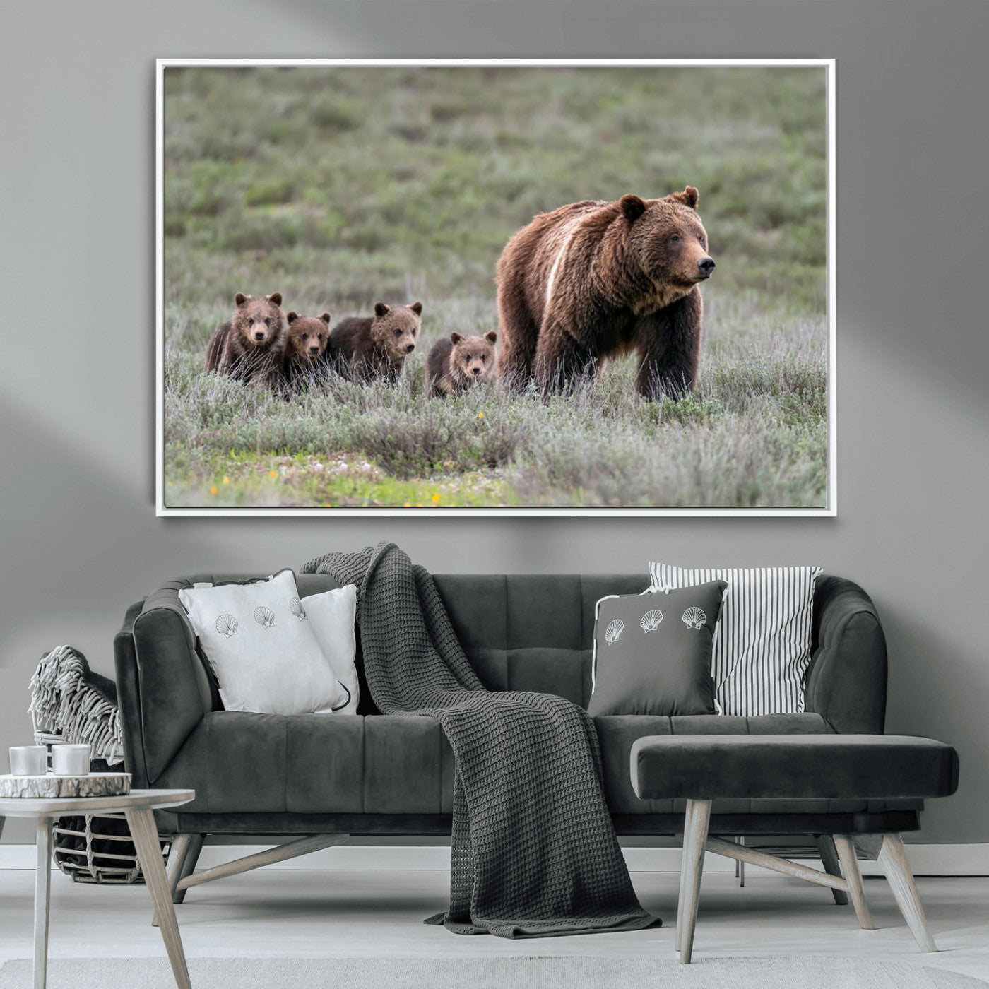 MGV-FC-36X24 - Wildlife Photography of 399 Grizzly Bear Cubs | Queen of the Tetons Canvas Wall Art Print