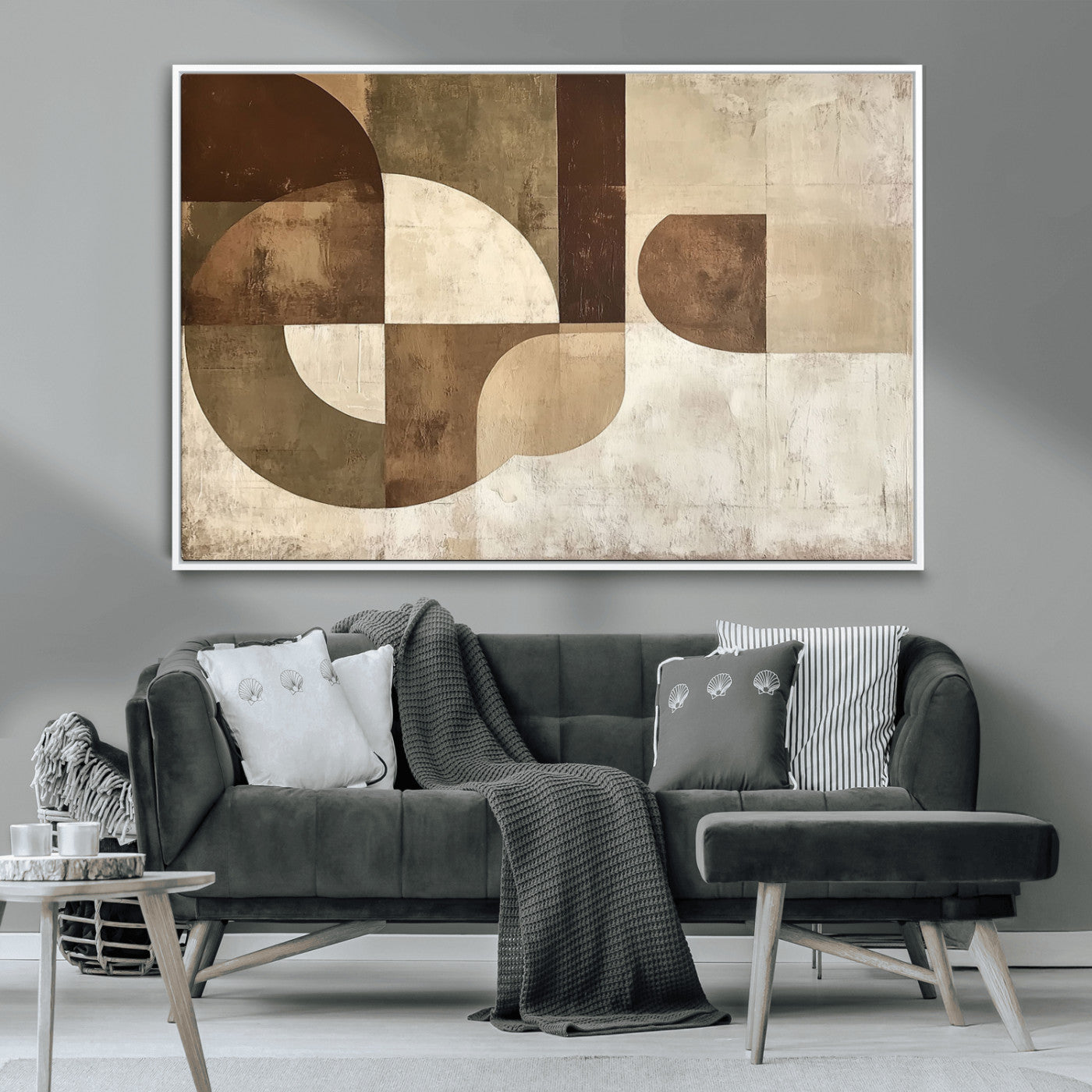 MGV-FC-36X24 - Wabi Sabi Geometric Wall Art | Abstract Modern Minimalist Canvas Print with Neutral Mid Century Art