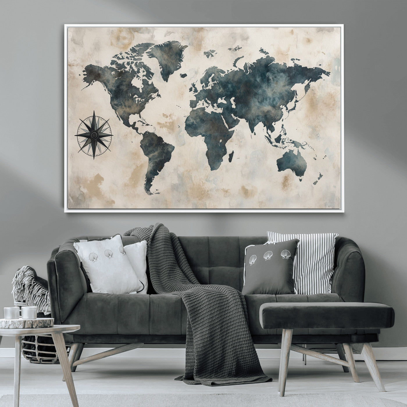 MGV-FC-36X24 - Push Pin World Map Canvas Print – Framed Wall Art for Couples to Track Their Travels – Anniversary