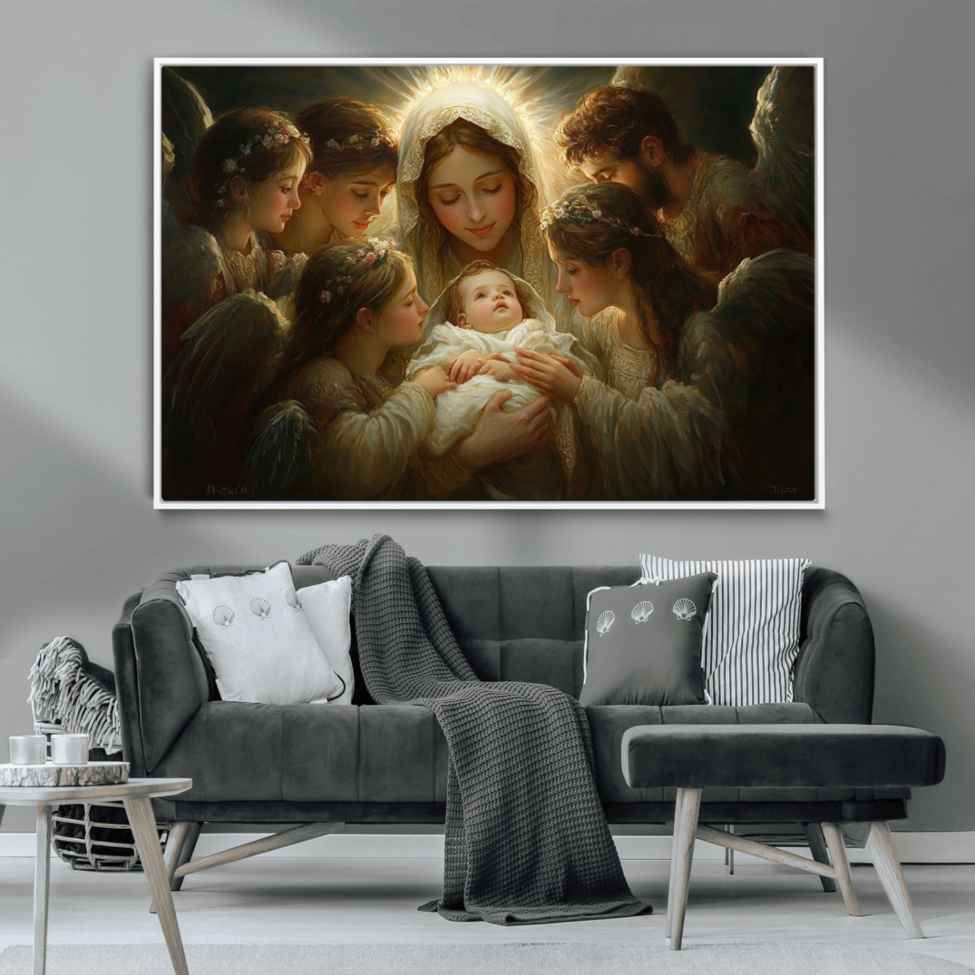 MGV-FC-36X24 - Mary Jesus Canvas Wall Art Print - Madonna and Child with Apostles Art Print - Classic Christian