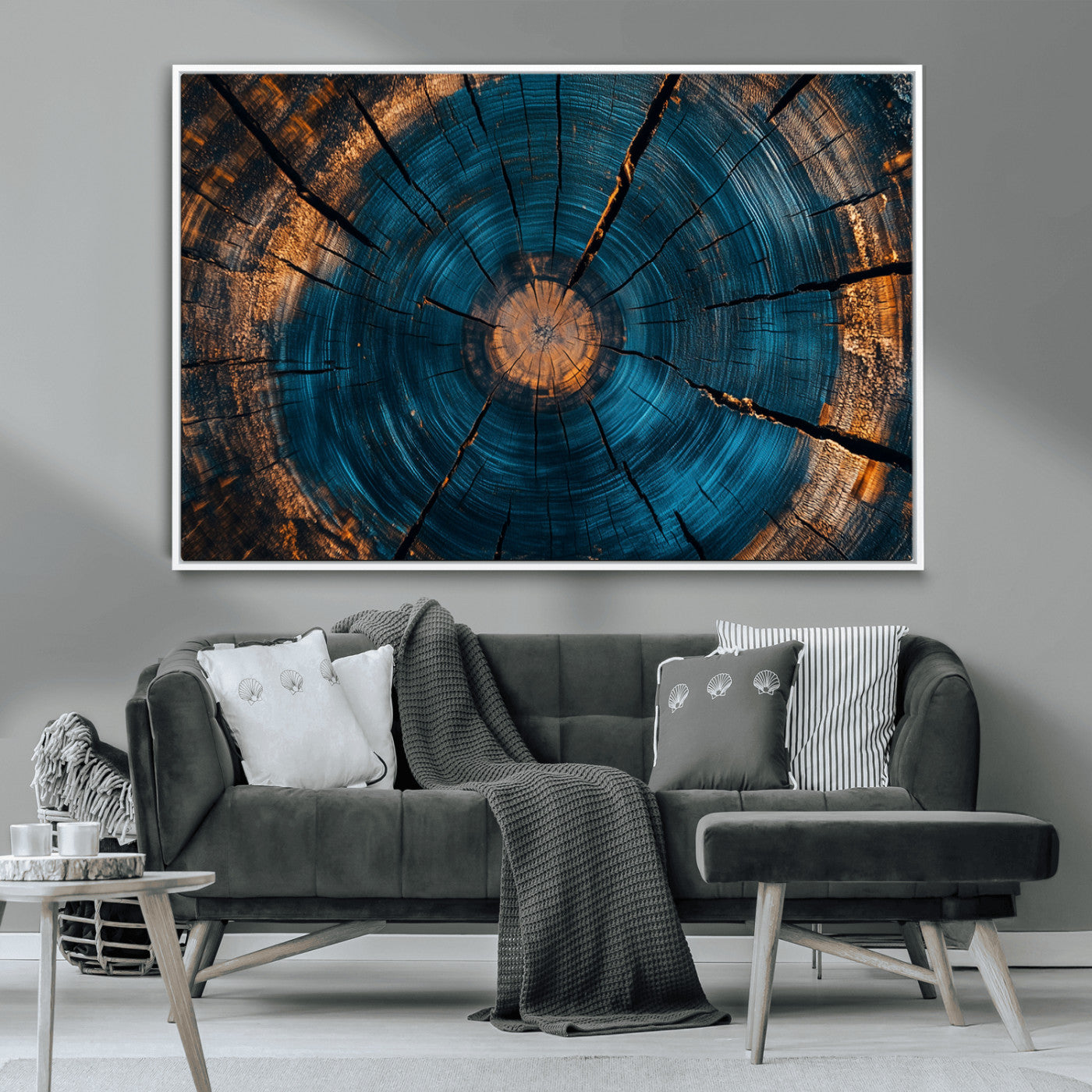 MGV-FC-36X24 - Abstract Tree Rings Wall Art Canvas Print - Wood Grain Rings Artwork Print - Nature Woodland Modern
