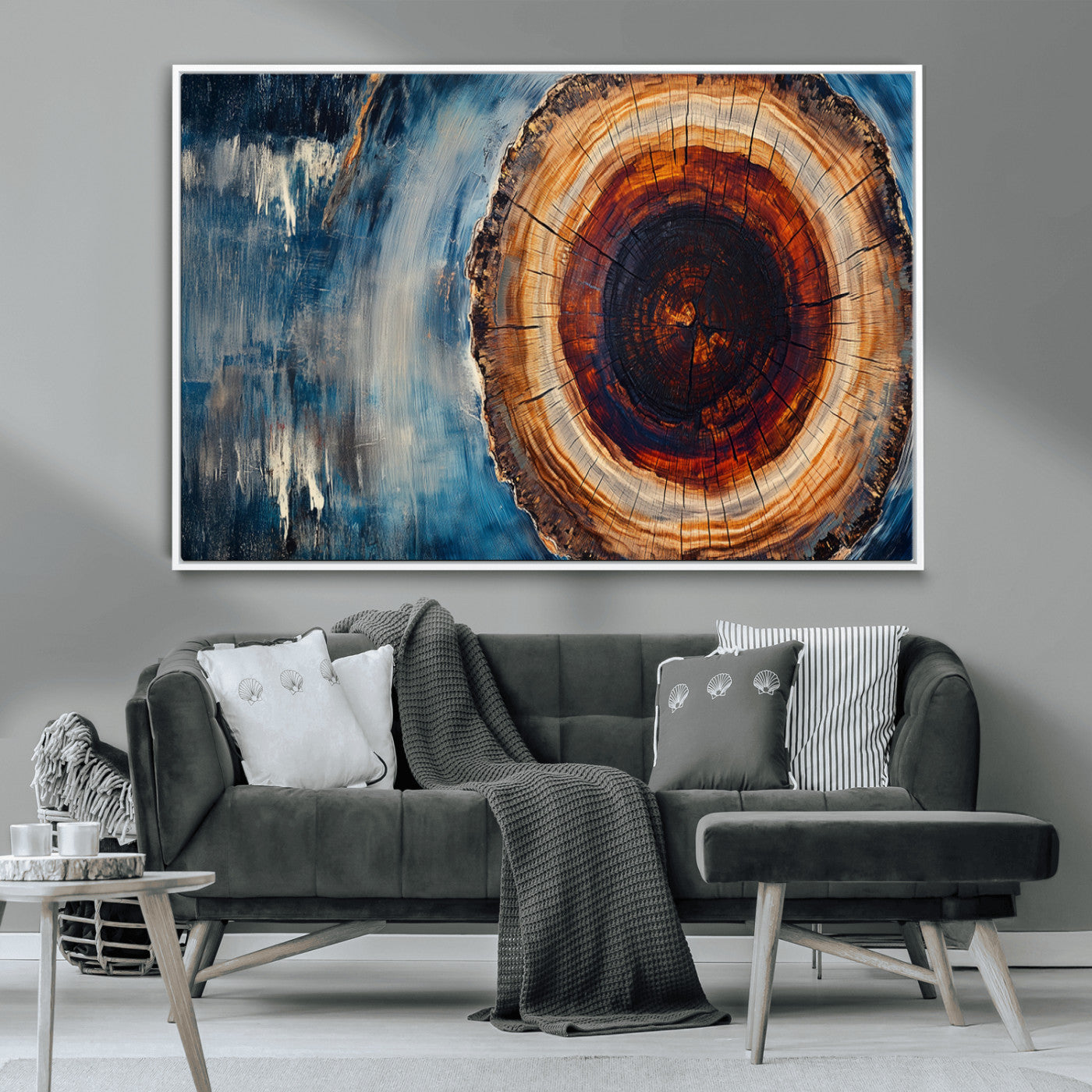 MGV-FC-36X24 - Abstract Tree Rings Wall Art Canvas Print - Wood Grain Rings Canvas Print - Nature Woodland Wall