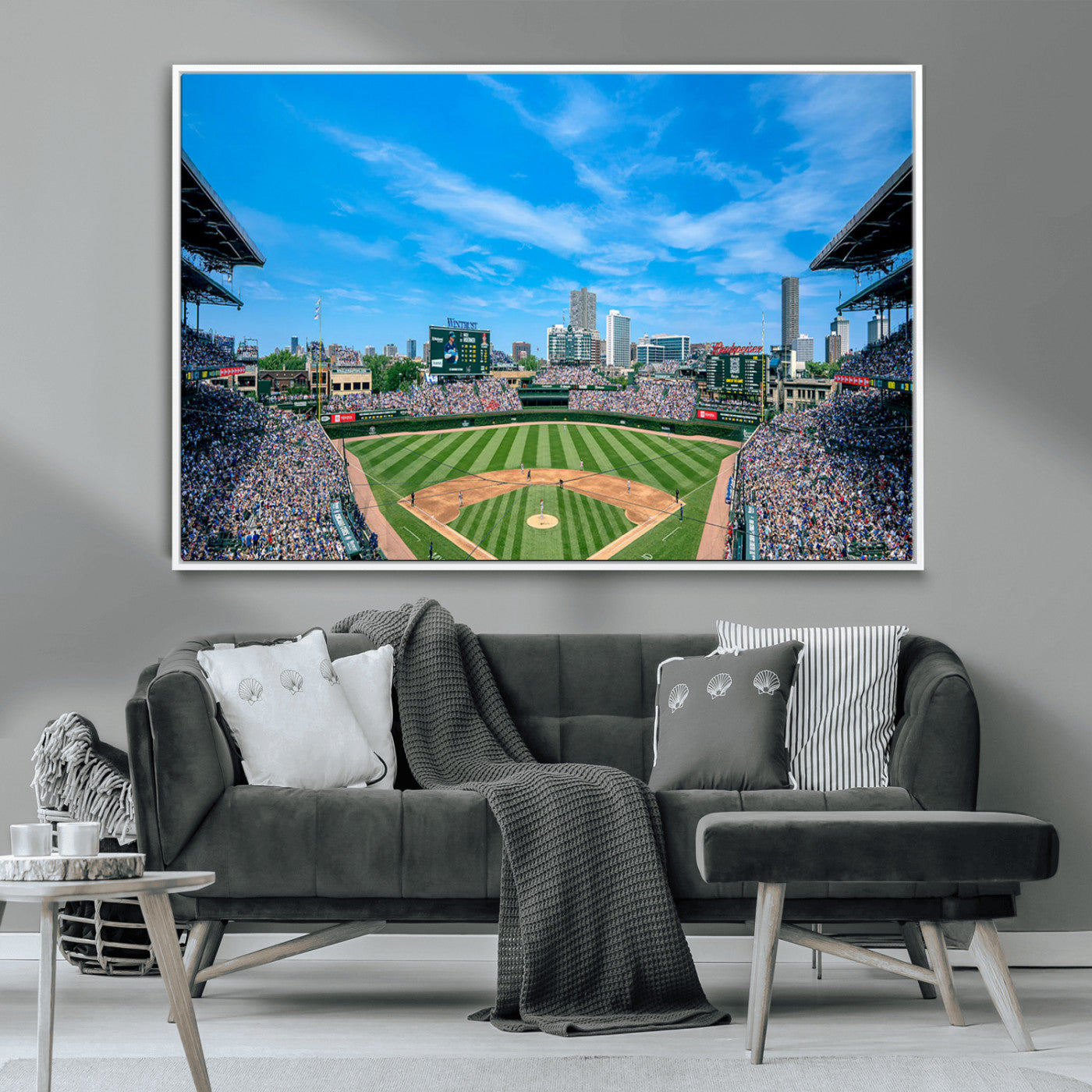 MGV-FC-36X24 - Wrigley Field Chicago Cubs Panoramic Art Multi Piece Canvas - Iconic Baseball Stadium Print for