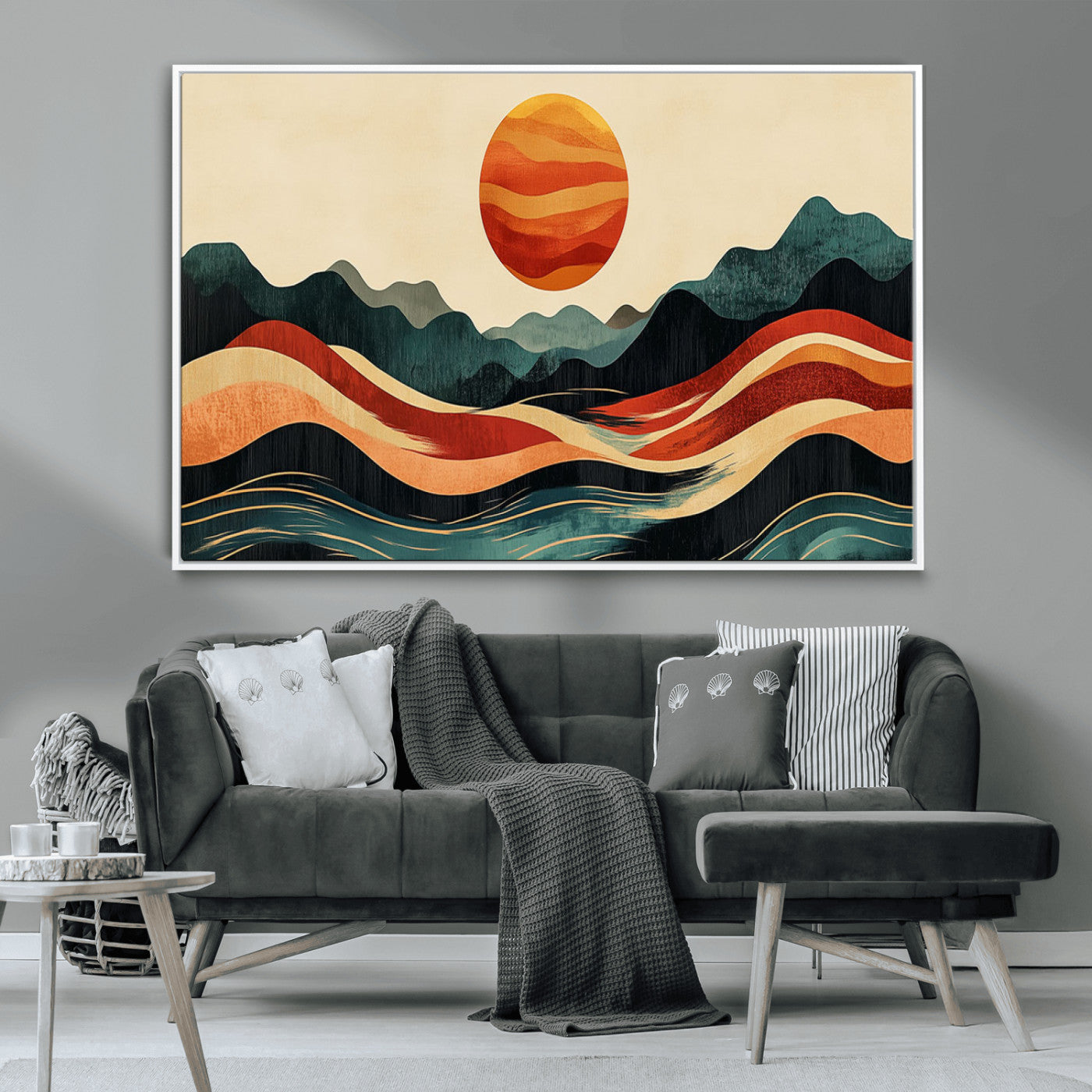 MGV-FC-36X24 - Mountain Triptych Wall Art - Western Nature Prints - Framed Boho Pine Tree Canvas for Log Cabin or