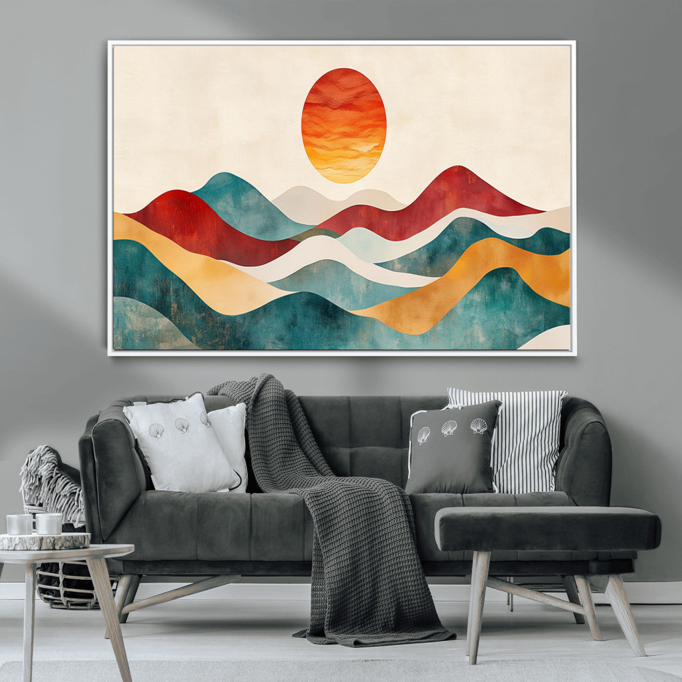 MGV-FC-36X24 - Southwest Mountain Canvas - Boho Triptych Wall Art - Rustic Woodland Nursery Decor - Abstract Nature