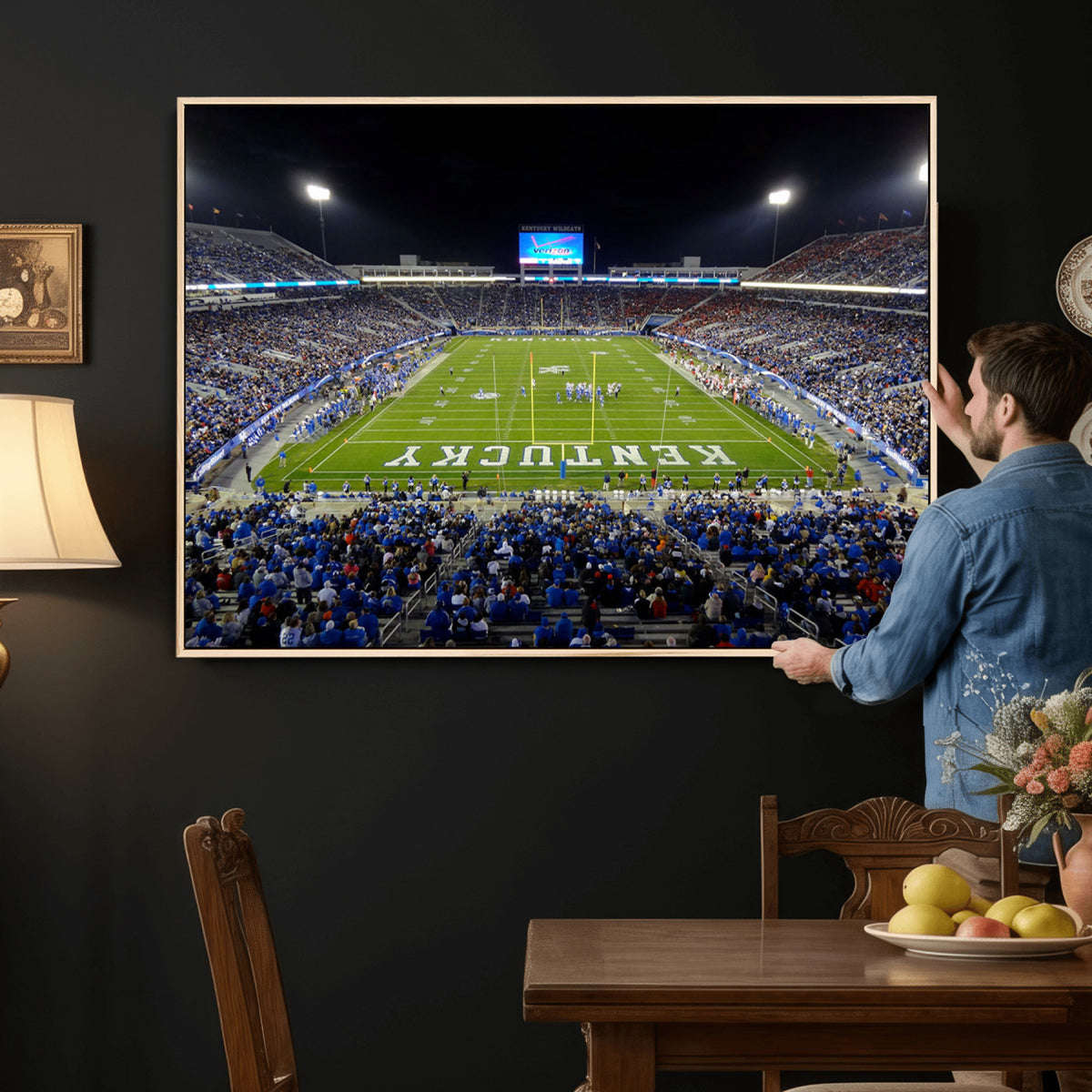 14304-MGV-CV-36X24 - Kroger Field Canvas Wall Art, Kentucky Stadium Wall Art, Framed and Ready to Hang