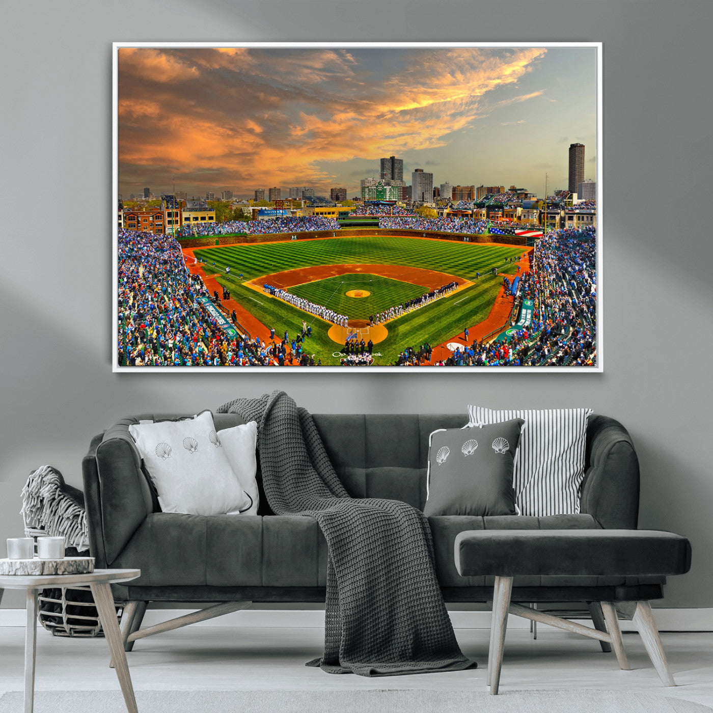 MGV-FC-36X24 - Chicago Wrigley Field Canvas Wall Art - Iconic Baseball Stadium Art Print - Wrigley Field Chicago