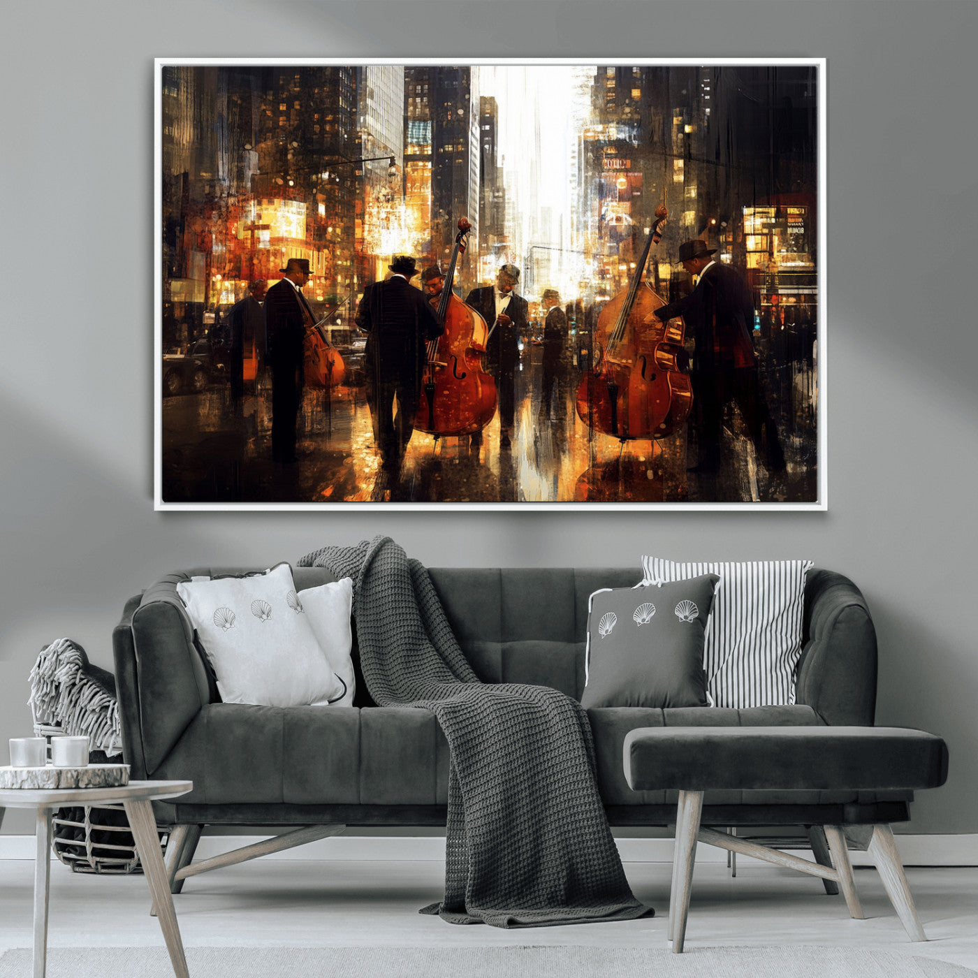MGV-FC-36X24 - Abstract Jazz Art Wall Art Canvas Print - Framed Abstract Music Canvas - Colorful Instrument Poster