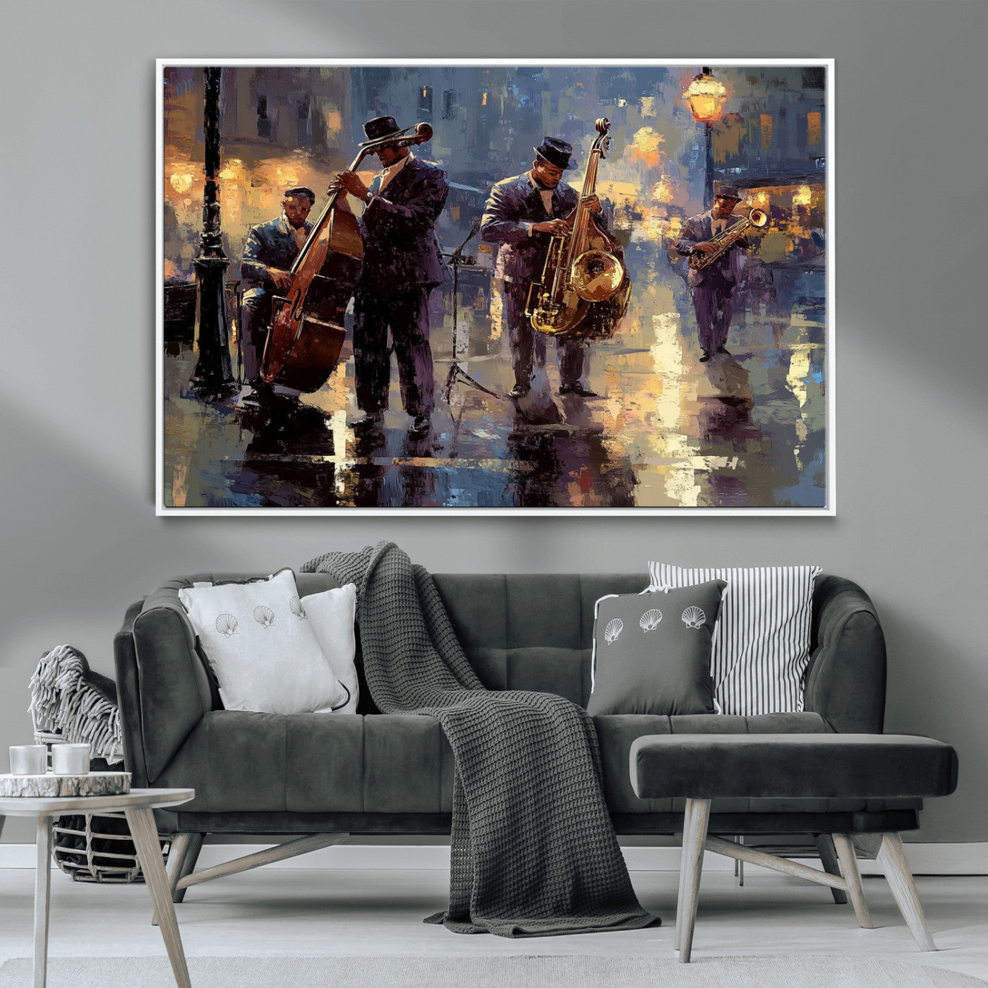 MGV-FC-36X24 - Afro Abstract Jazz Music Canvas Print - African American Wall Art - Colorful Framed Afro Abstract
