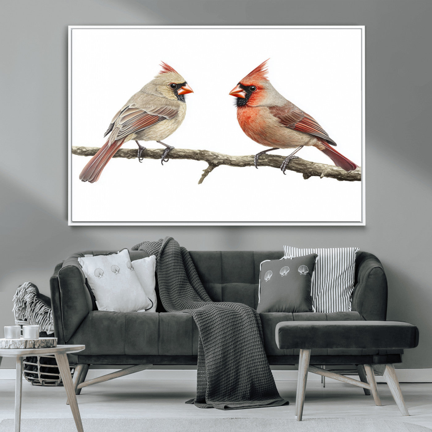 MGV-FC-36X24 - Cardinal Canvas Wall Art - Male and Female Cardinal Print - Nature-Inspired Bird Wall Decor for Home