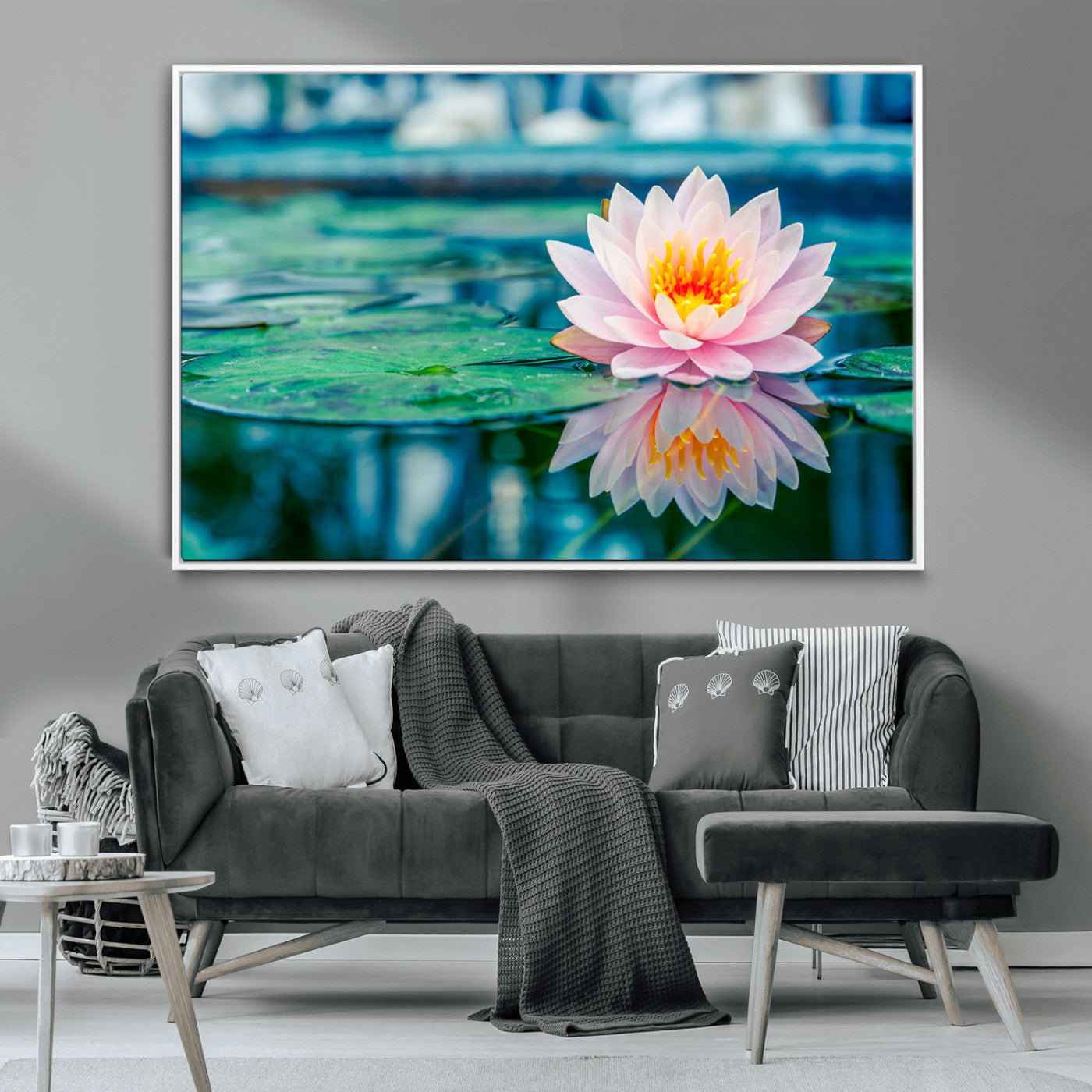 MGV-FC-36X24 - Lotus Flower Wall Art Canvas Print, Water Lily Large Wall Art Canvas Print for Yoga Room Decor,