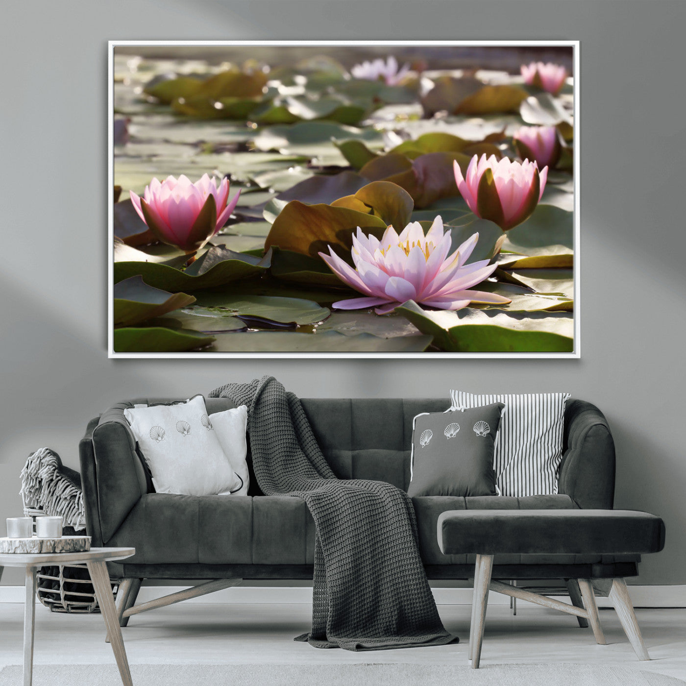 MGV-FC-36X24 - Lotus Flower Wall Art Canvas Print, Water Lily Large Wall Art Canvas Print for Yoga Room Decor,
