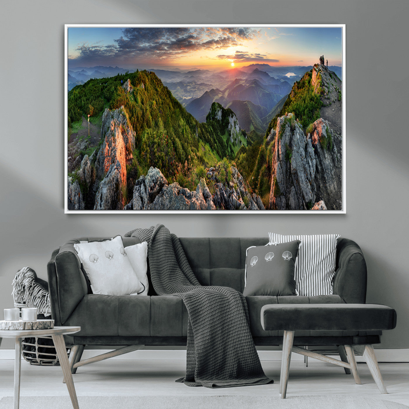 MGV-FC-36X24 - Mountain Sunset Panoramic Canvas Print – Scenic Wilderness Landscape, Majestic Summit , Multi-Panel