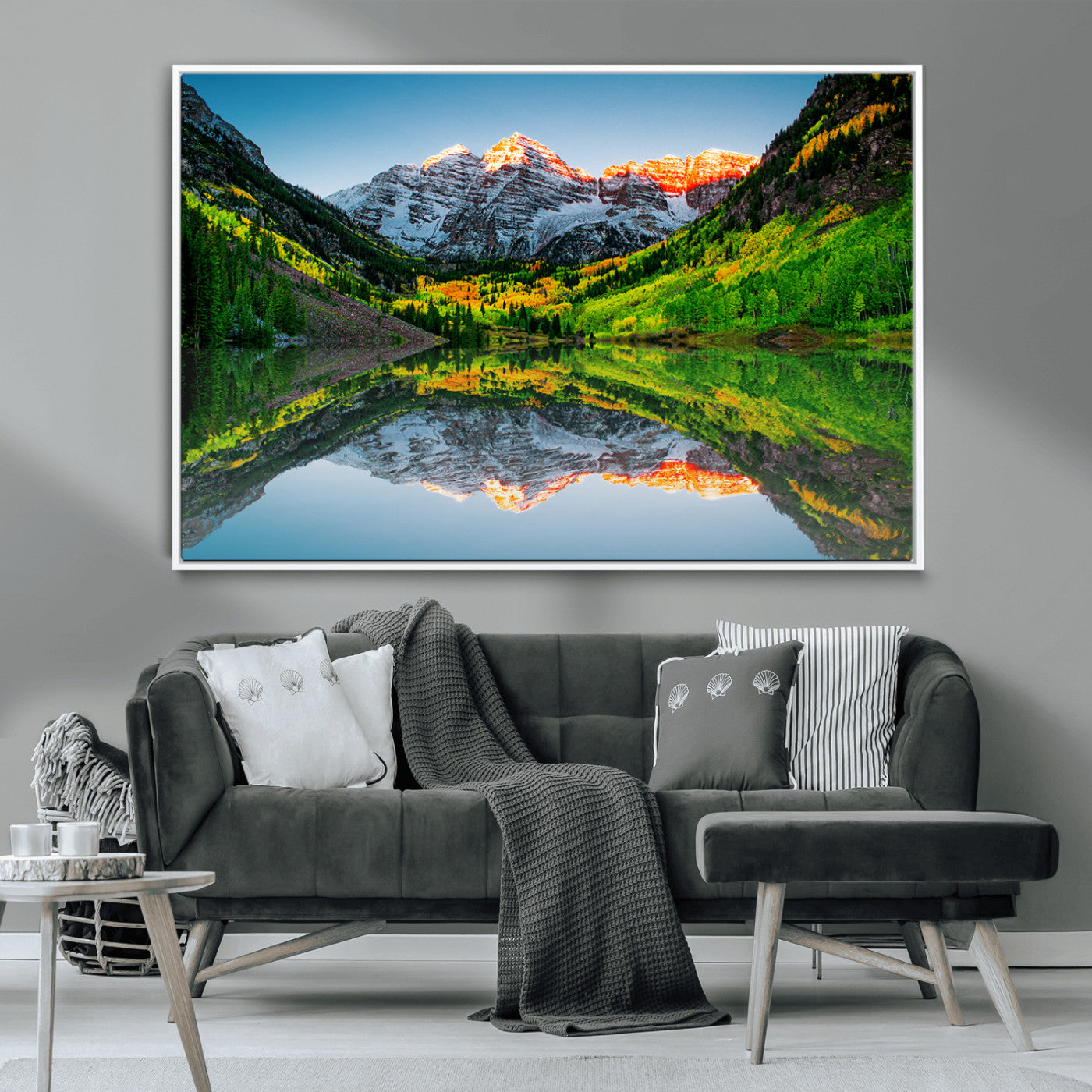 MGV-FC-36X24 - Sunrise Maroon Bells Lake Wall Art Print, Elk Mountains Canvas Wall Art, North Maroon Peak Landscape