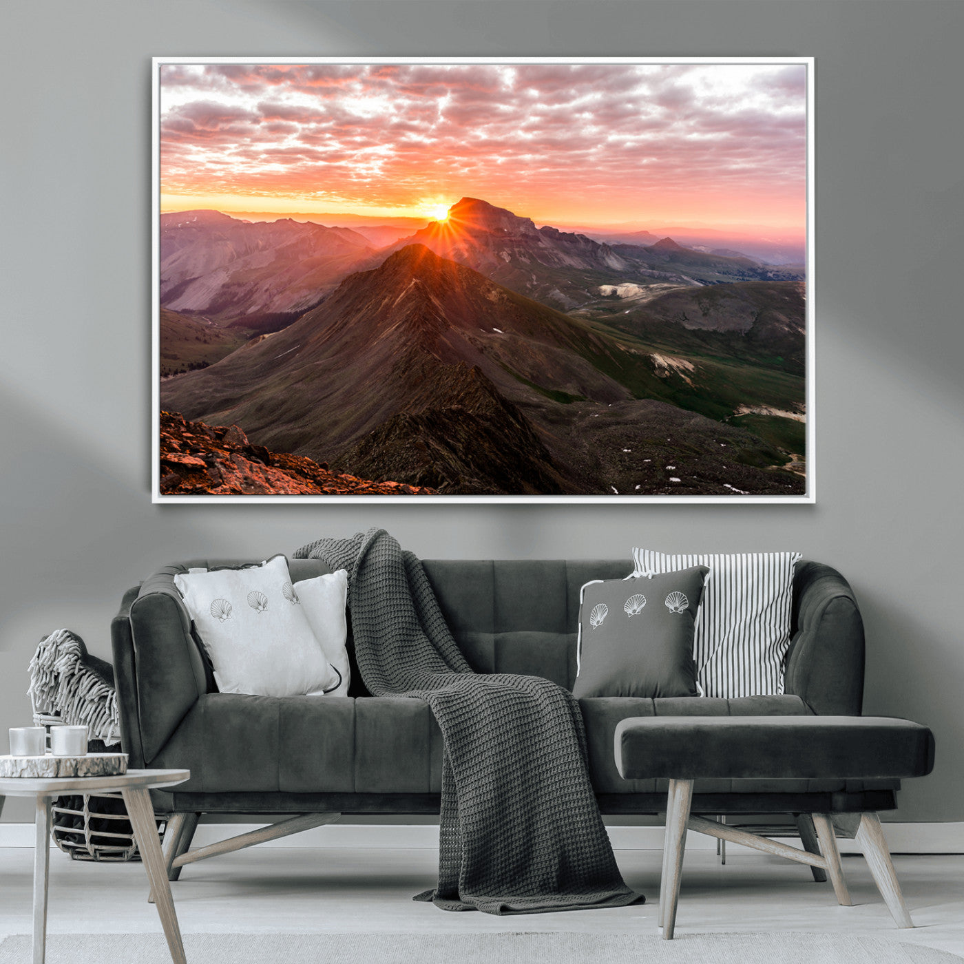 MGV-FC-36X24 - Majestic Sunrise Wall Art – Canvas Print of Rugged Mountain Peaks, Vibrant Sky, Serene Landscape, Nature Decor for Home or Office