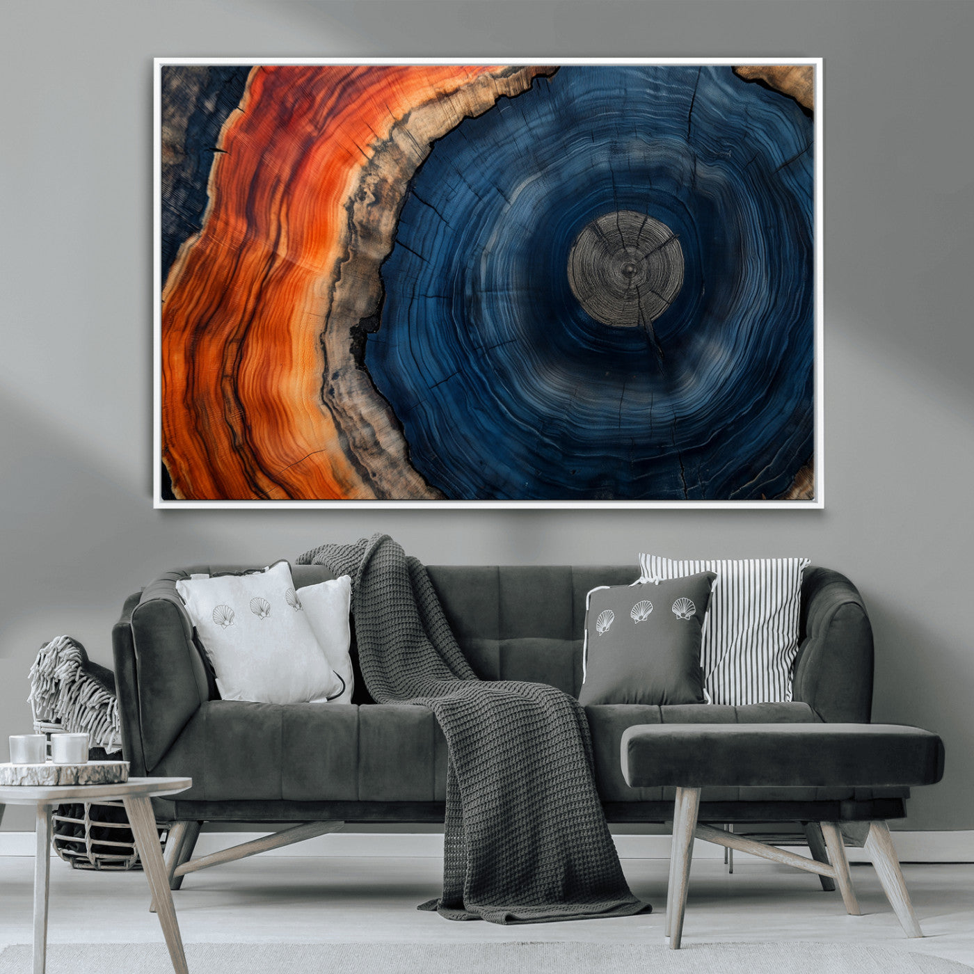 MGV-FC-36X24 - Tree Rings Wall Art Canvas Print, Rustic Wood Print, Framed Natural Texture Art Print, Wood Grain