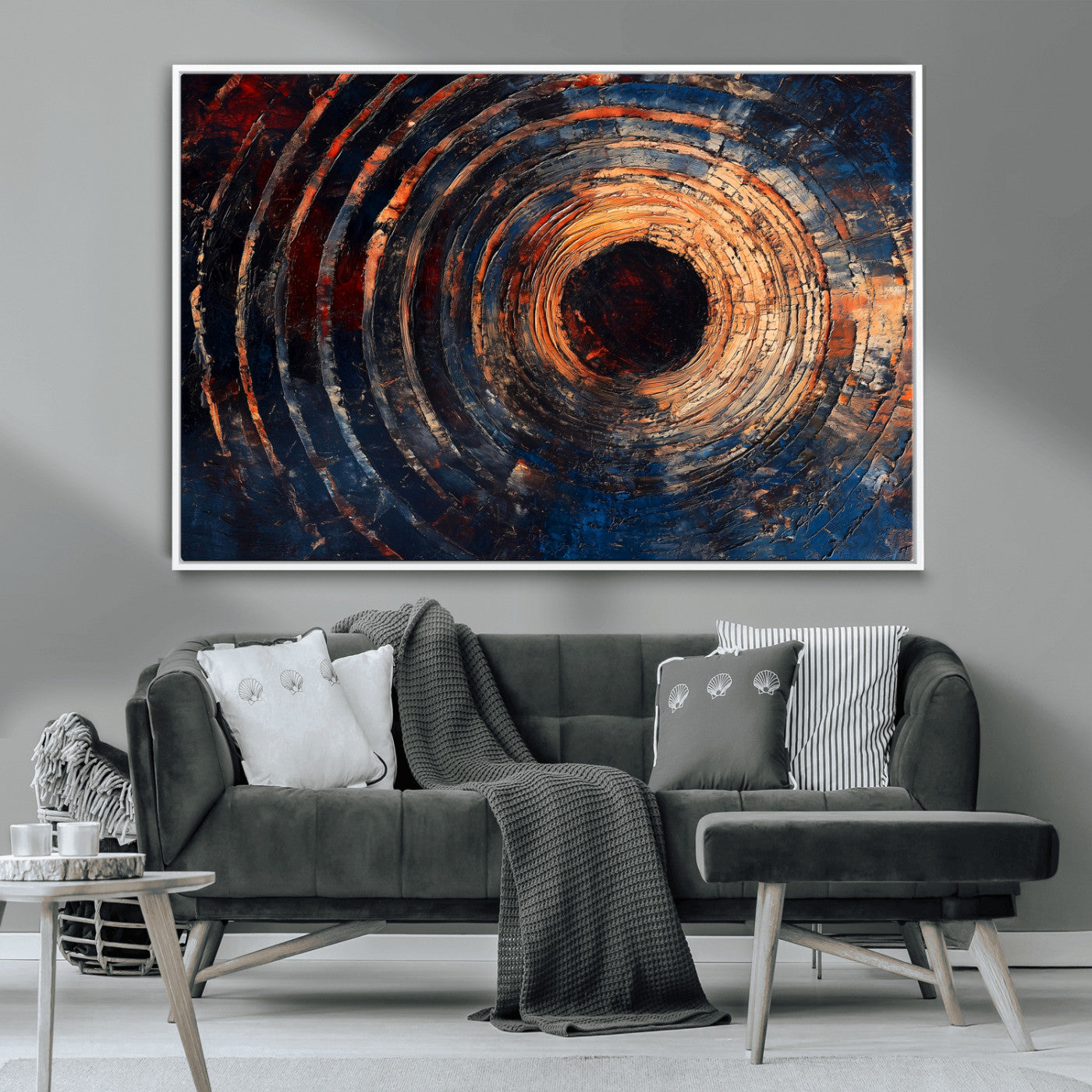 MGV-FC-36X24 - Wood Tree Ring Wall Art Canvas Print, Framed Natural Wood Art Picture Print, Rustic Tree Slice Perfect Rustic Decor Artwork