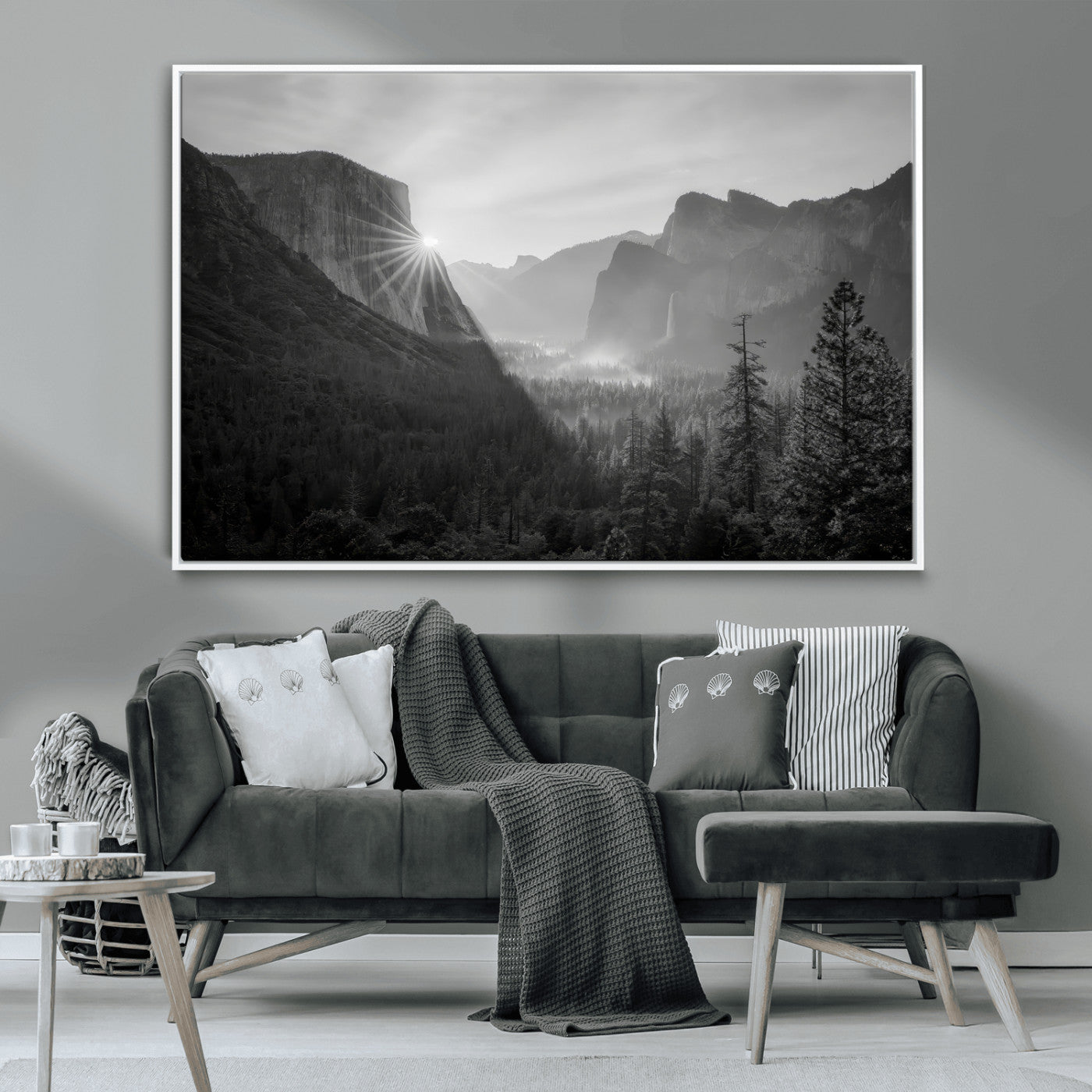 MGV-FC-36X24 - Yosemite Valley Wall Art Canvas Print, Framed El Capitan Sunrise Art Picture Print, Misty Mountain Perfect Modern Rustic Decor Artwork