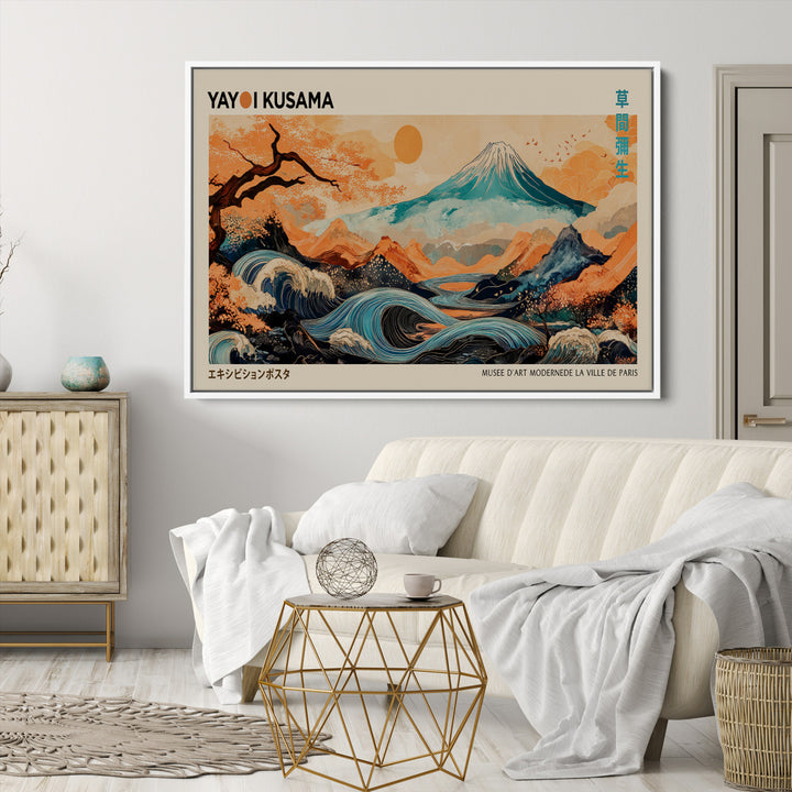 Modern Japanese Wall Art Print Yayoi Kusama Canvas Wall Art Abstract Mount Fuji Canvas Print Japanese Landscape Art Printing