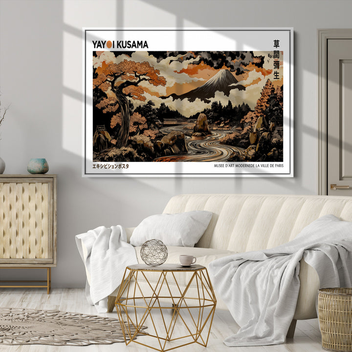 Modern Japanese Wall Art Print Yayoi Kusama Canvas Wall Art Abstract Mount Fuji Canvas Print Japanese Landscape Art Printing